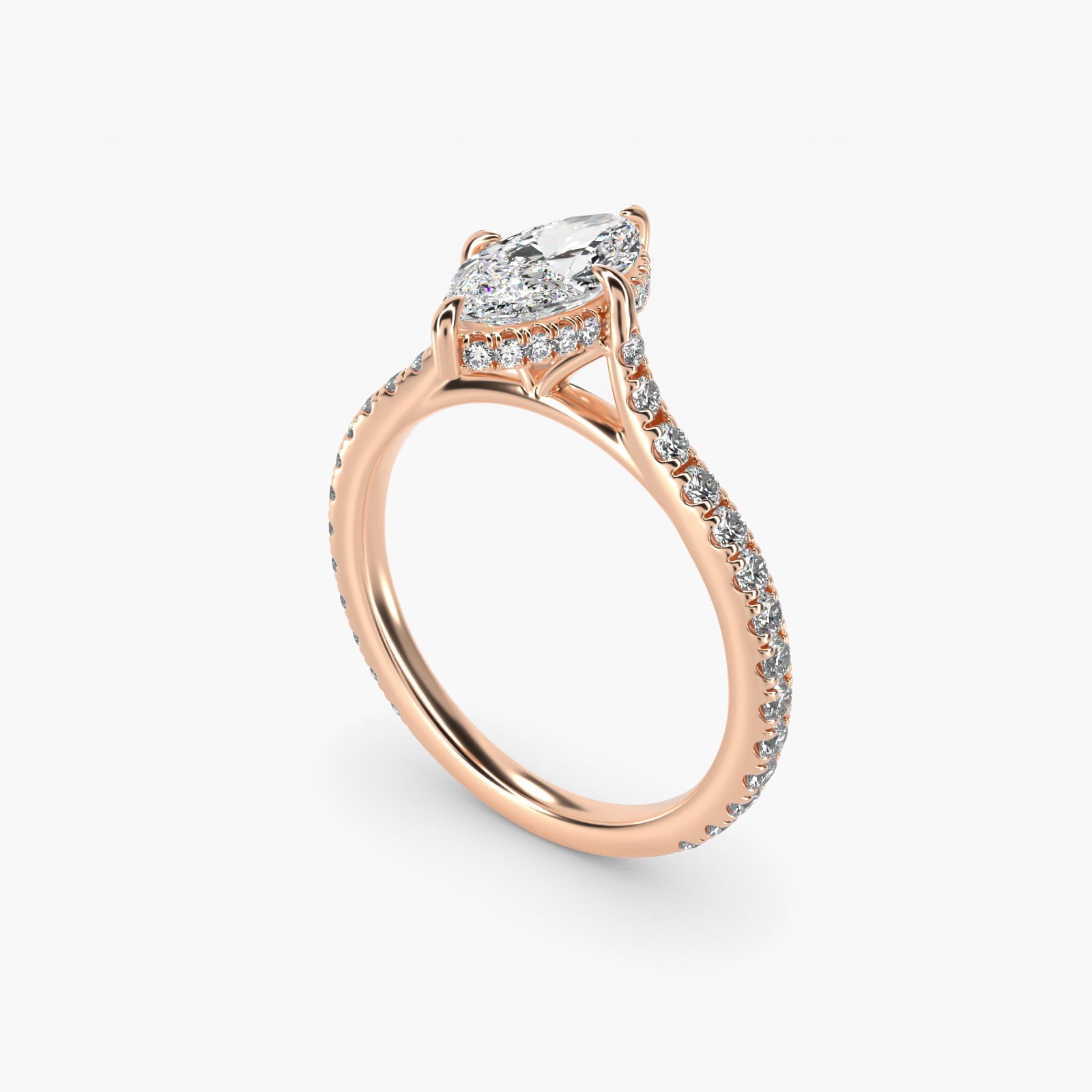 Cathedral PavŽ Crown Diamond Engagement Ring In 14K Rose Gold By James Allen - Marquise Center