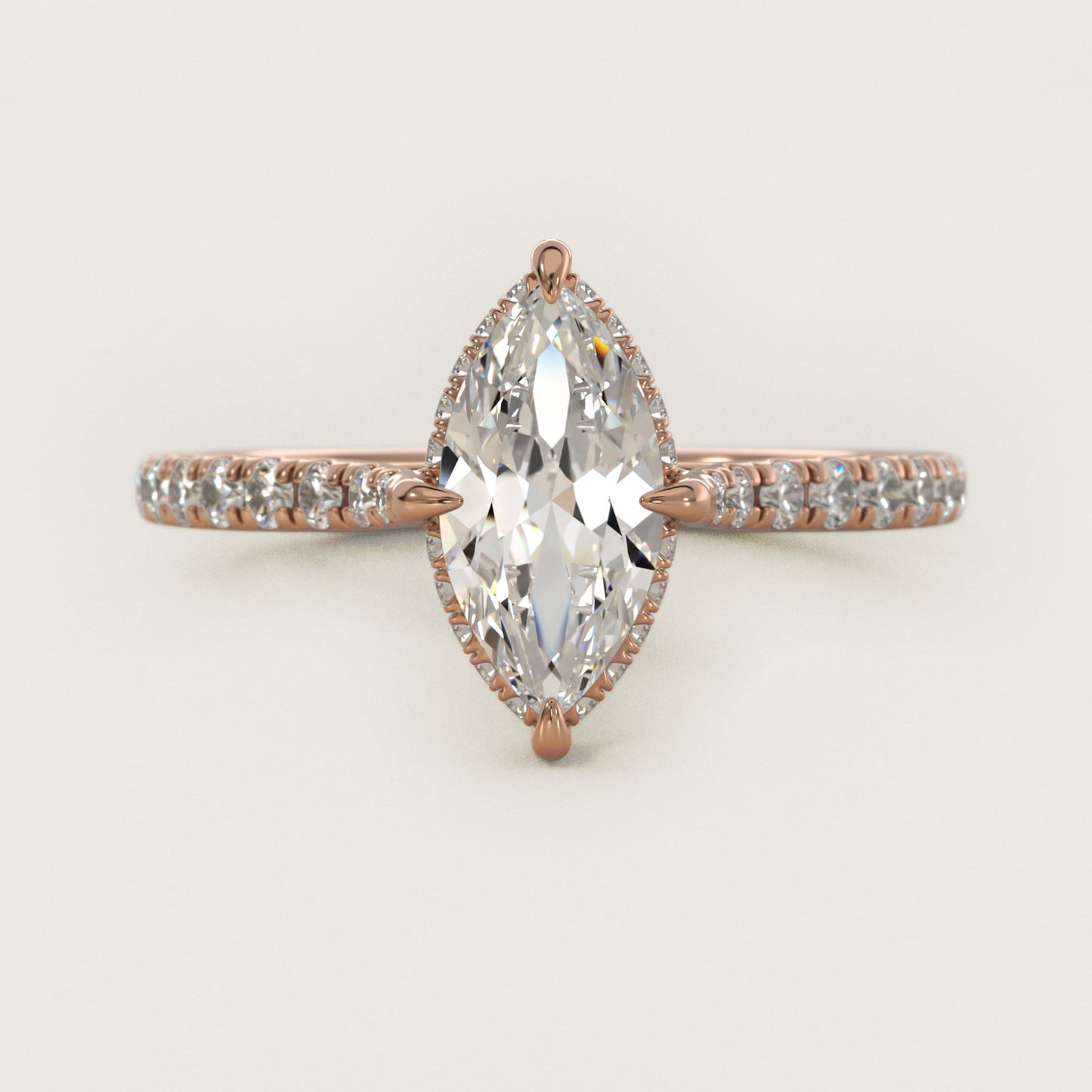 Cathedral PavŽ Crown Diamond Engagement Ring In 14K Rose Gold By James Allen - Marquise Center