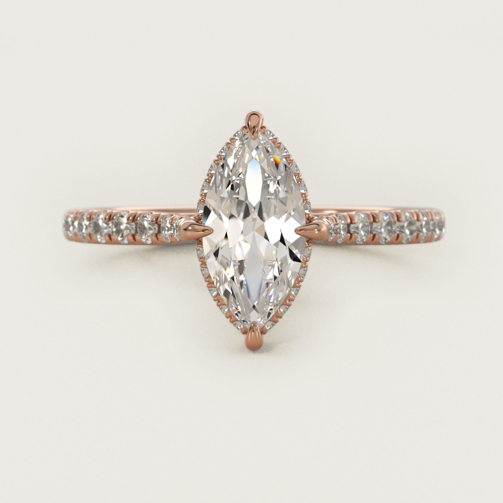 Cathedral PavŽ Crown Diamond Engagement Ring In 14K Rose Gold By James Allen - Marquise Center