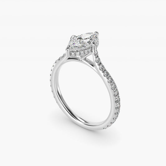 Cathedral PavŽ Crown Diamond Engagement Ring In 14K White Gold By James Allen - Marquise Center