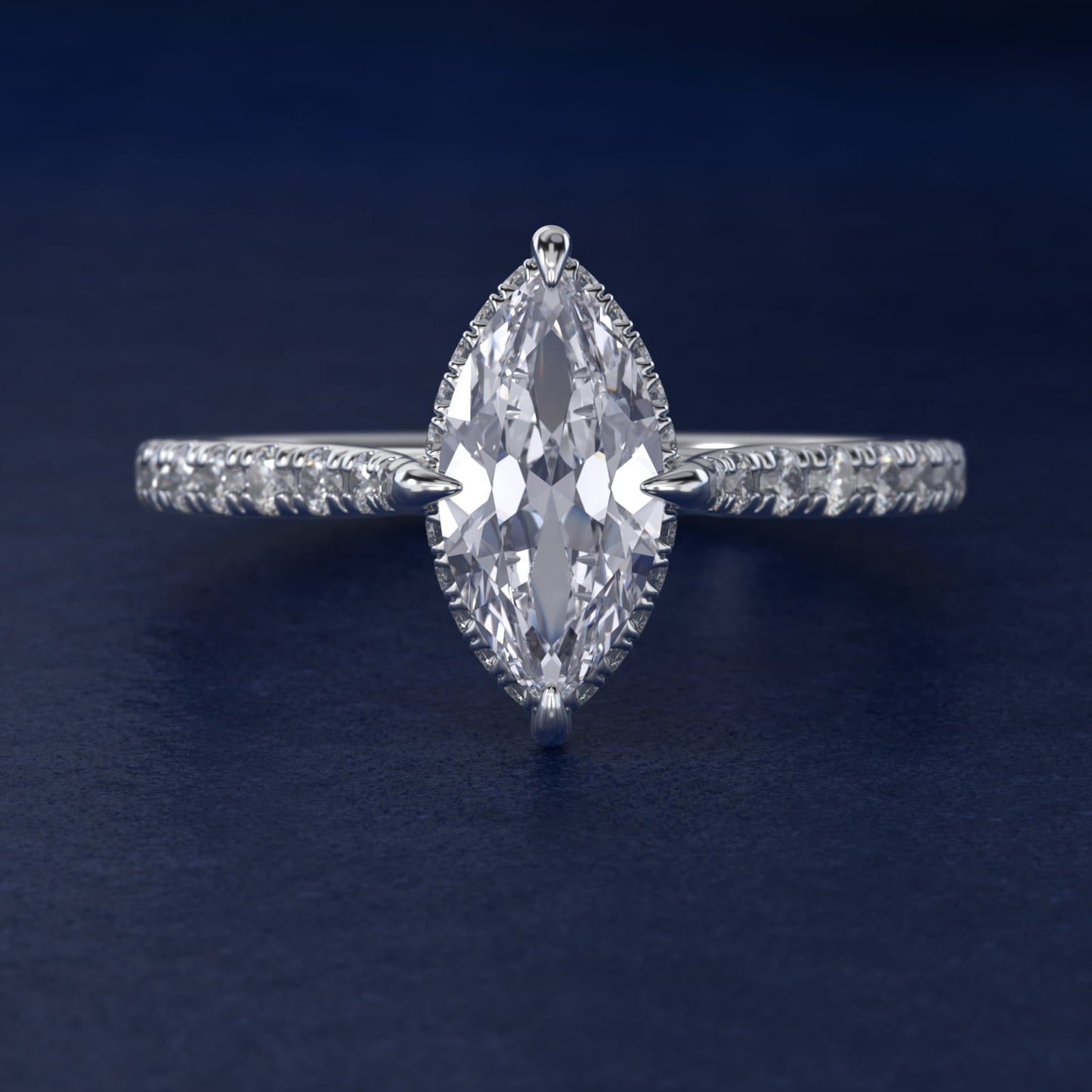 Cathedral PavŽ Crown Diamond Engagement Ring In 14K White Gold By James Allen - Marquise Center