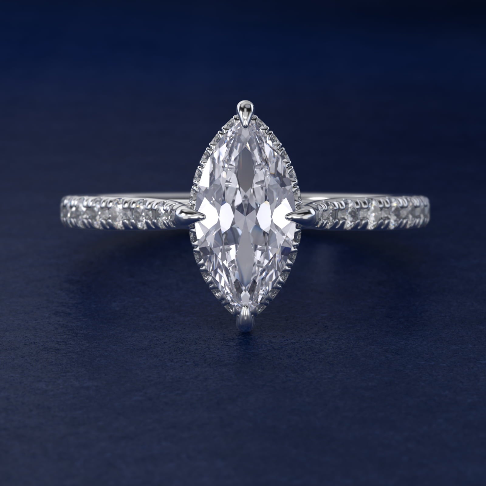 Cathedral PavŽ Crown Diamond Engagement Ring In 18k White Gold By James Allen - Marquise Center
