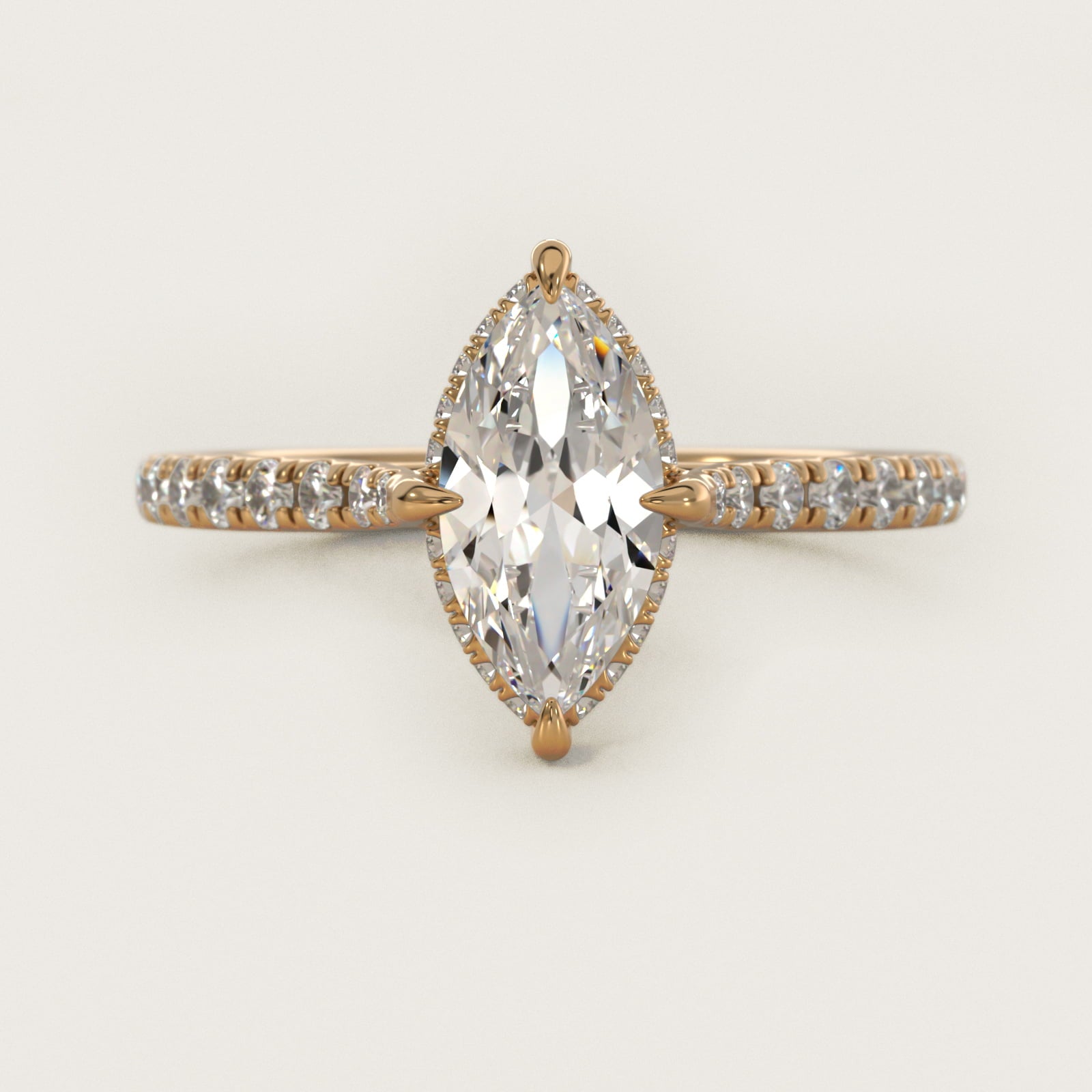 Cathedral PavŽ Crown Diamond Engagement Ring In 18k Yellow Gold By James Allen - Marquise Center