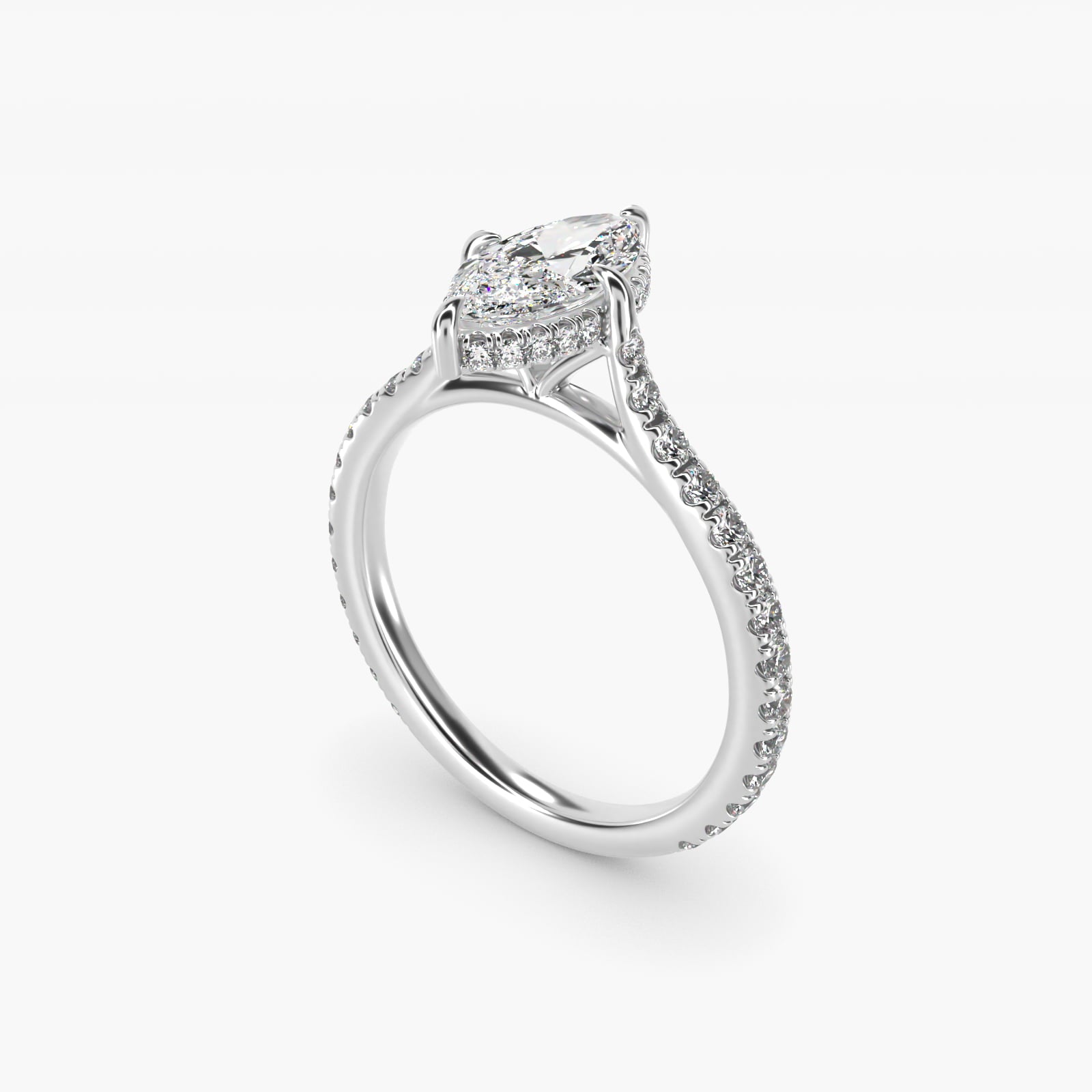 Cathedral PavŽ Crown Diamond Engagement Ring In Platinum By James Allen - Marquise Center
