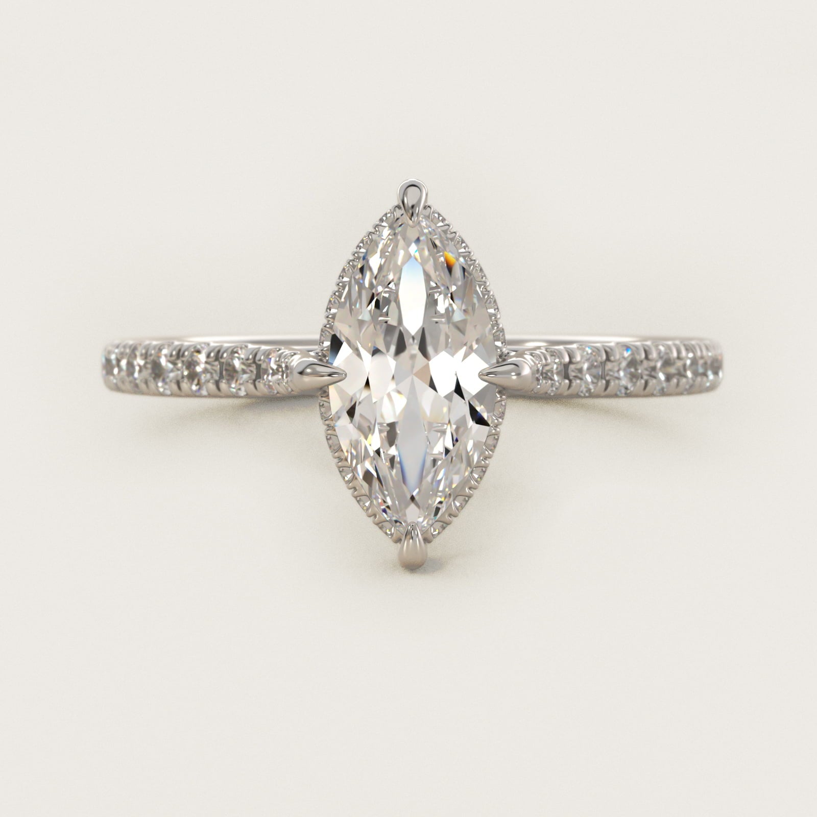 Cathedral PavŽ Crown Diamond Engagement Ring In Platinum By James Allen - Marquise Center
