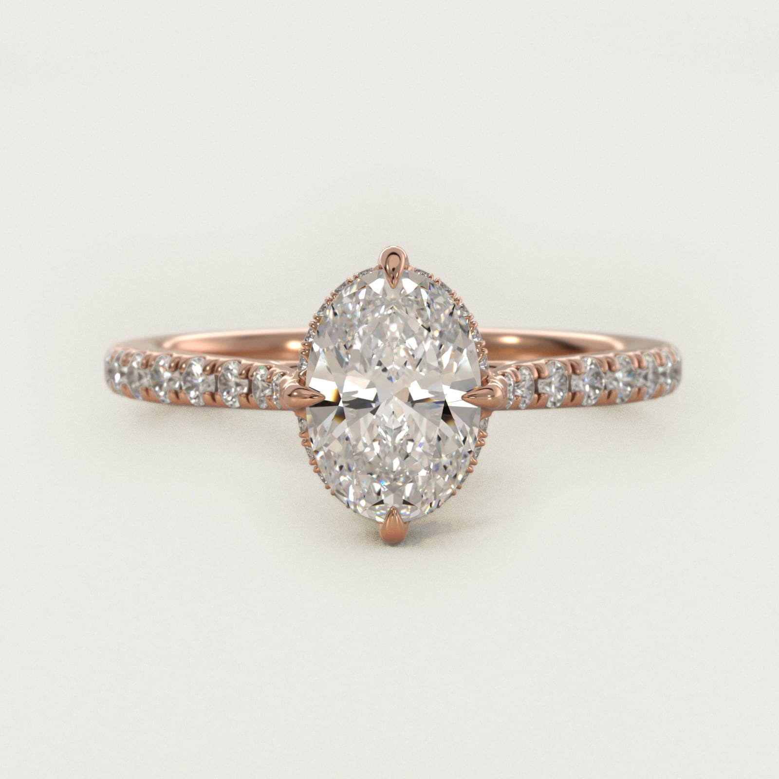 Cathedral PavŽ Crown Diamond Engagement Ring In 14K Rose Gold By James Allen - Oval Center