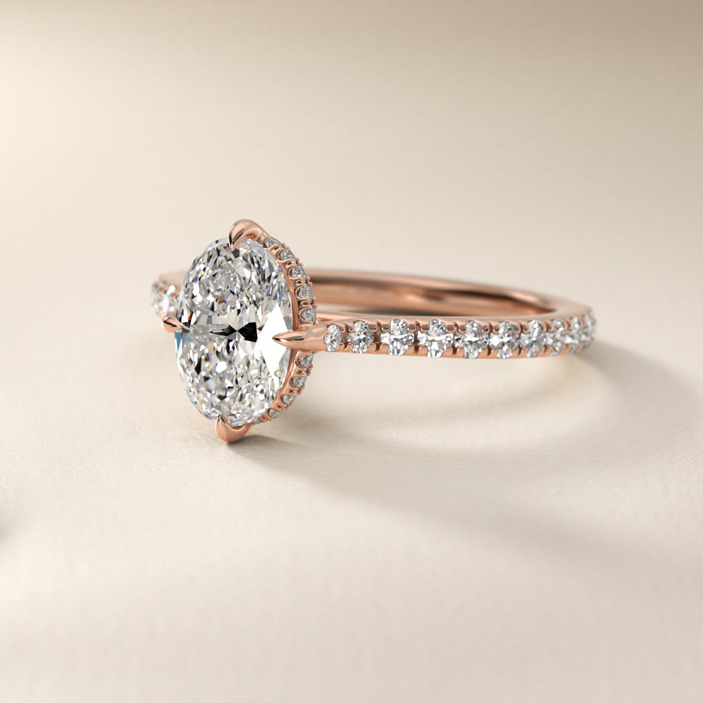 Cathedral PavŽ Crown Diamond Engagement Ring In 14K Rose Gold By James Allen - Oval Center