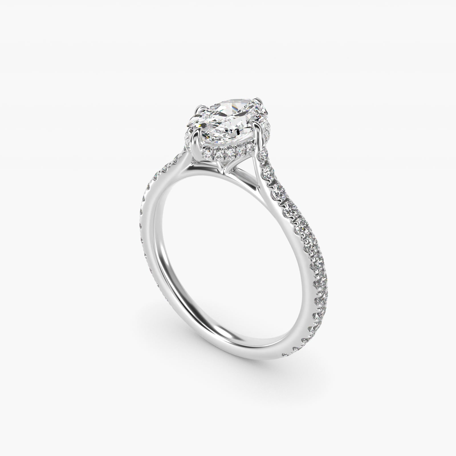 Cathedral PavŽ Crown Diamond Engagement Ring In 18k White Gold By James Allen - Oval Center