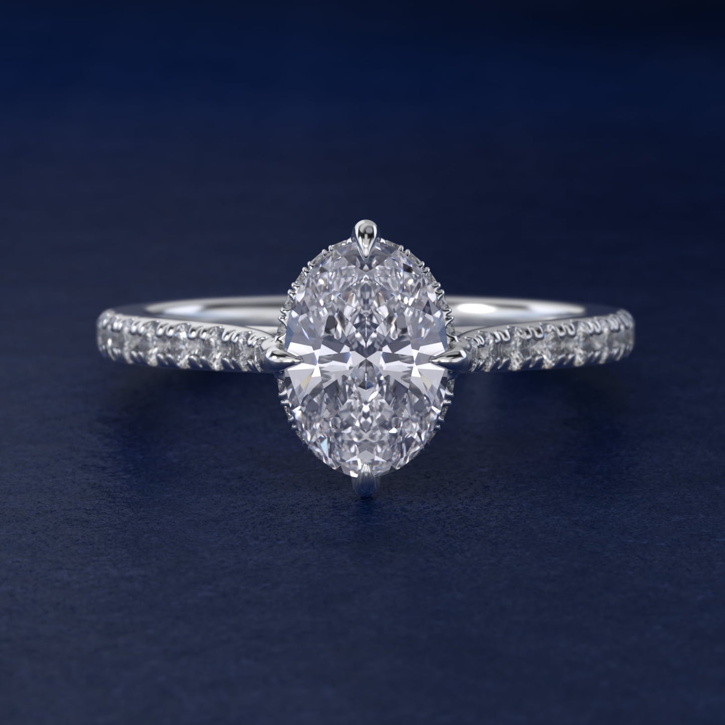 Cathedral PavŽ Crown Diamond Engagement Ring In 18k White Gold By James Allen - Oval Center