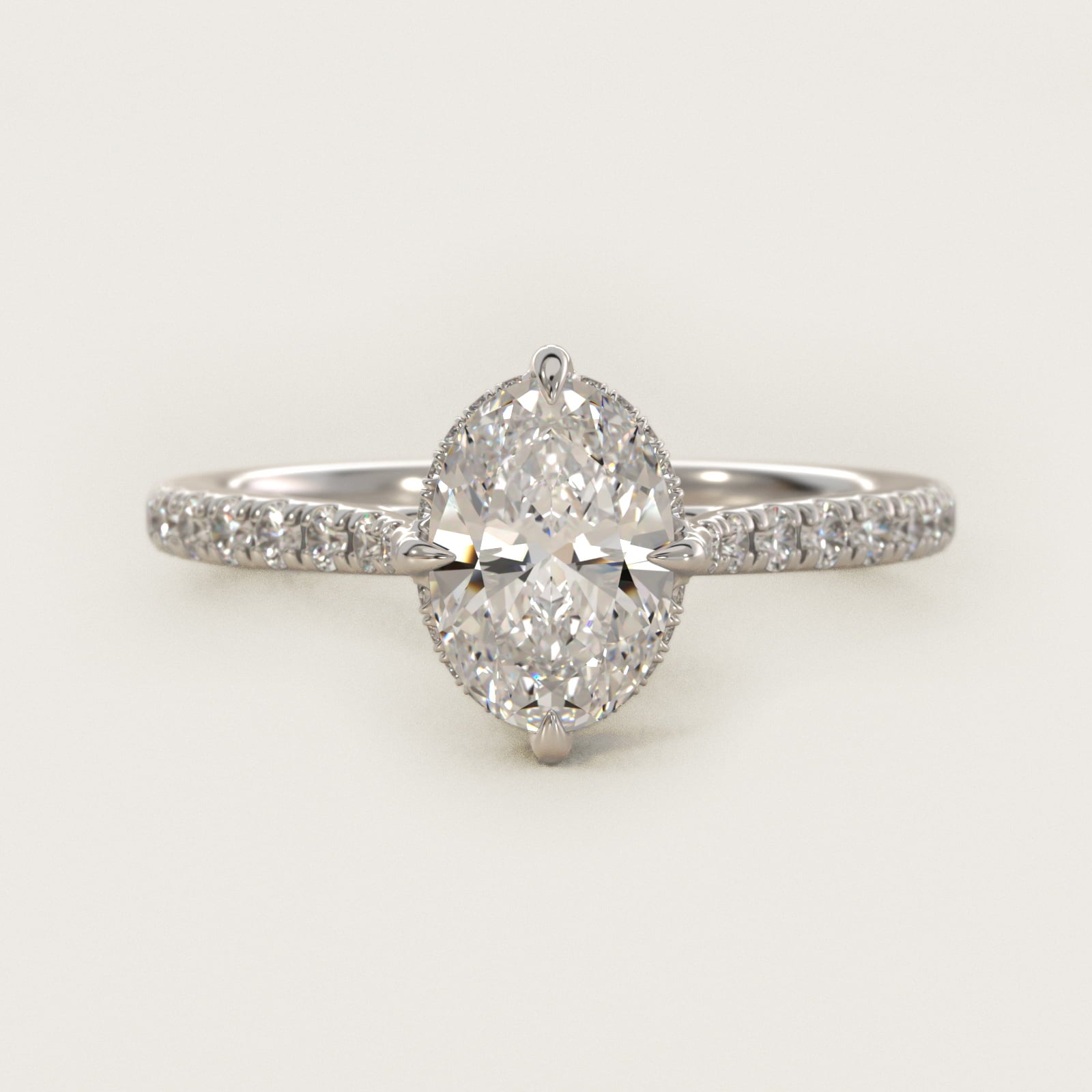 Cathedral PavŽ Crown Diamond Engagement Ring In 18k White Gold By James Allen - Oval Center