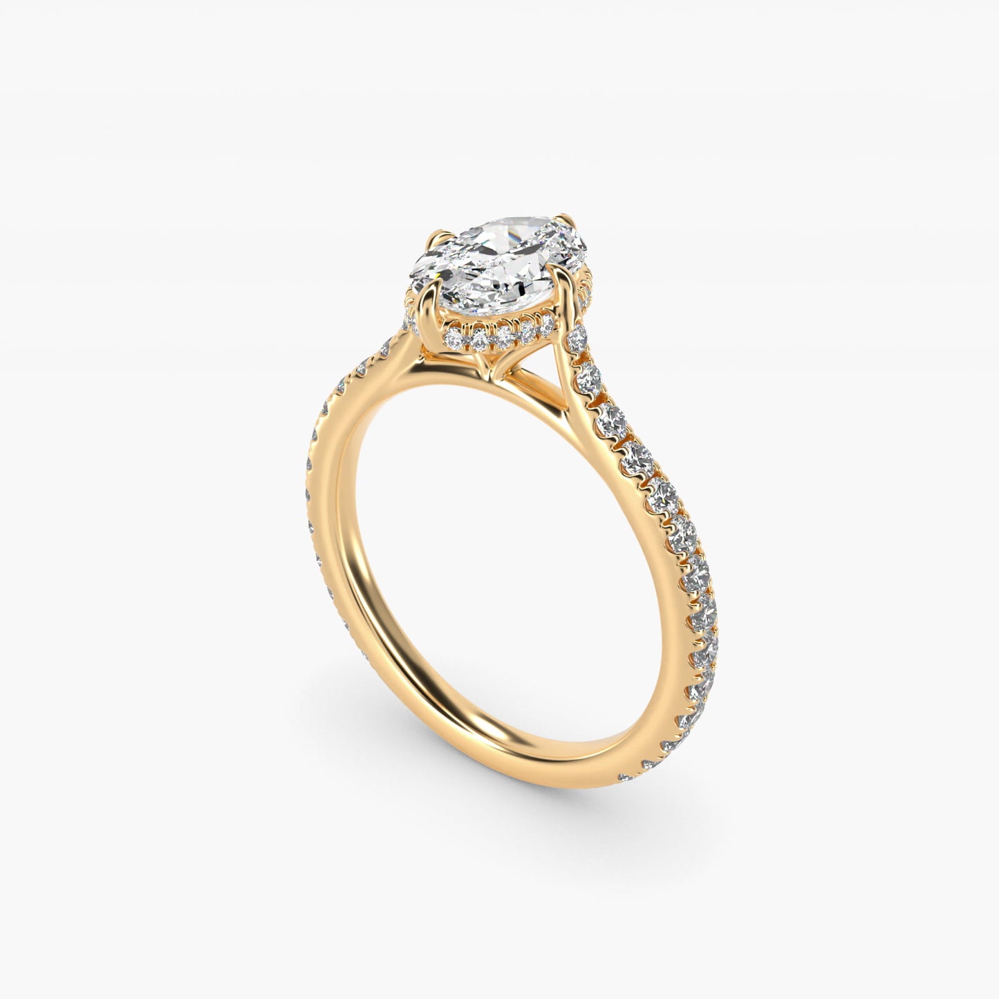 Cathedral PavŽ Crown Diamond Engagement Ring In 18k Yellow Gold By James Allen - Oval Center