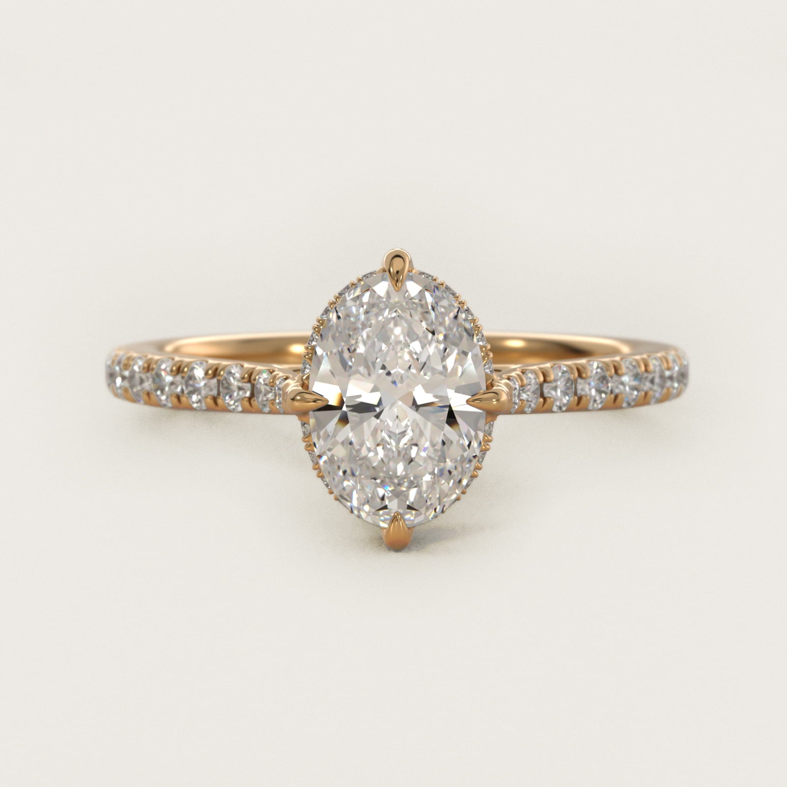 Cathedral PavŽ Crown Diamond Engagement Ring In 18k Yellow Gold By James Allen - Oval Center