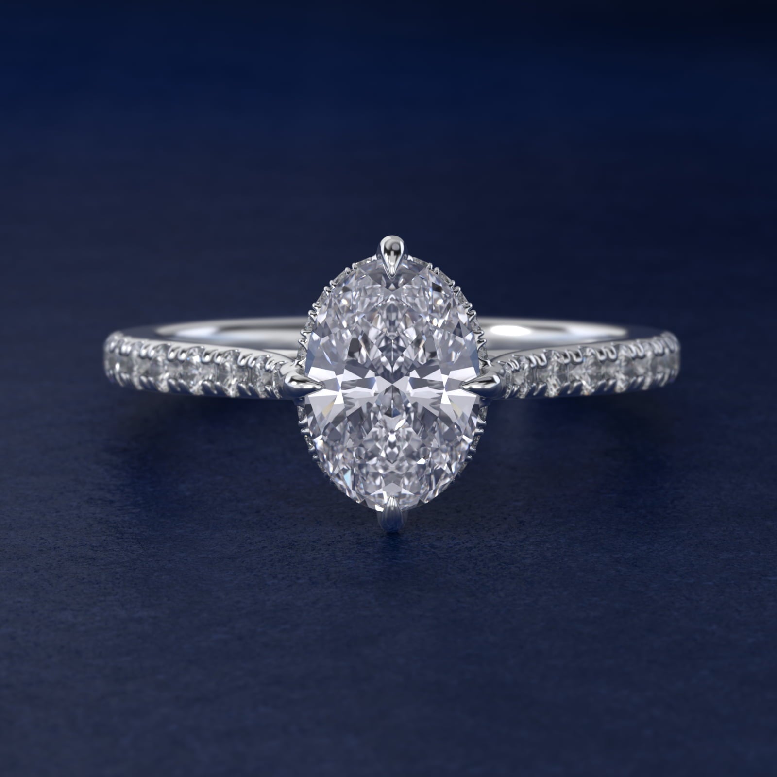 Cathedral PavŽ Crown Diamond Engagement Ring In Platinum By James Allen - Oval Center