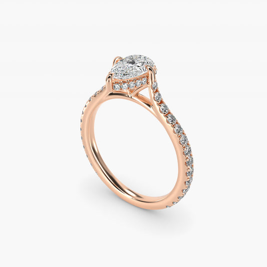 Cathedral PavŽ Crown Diamond Engagement Ring In 18k Rose Gold By James Allen - Pear Center