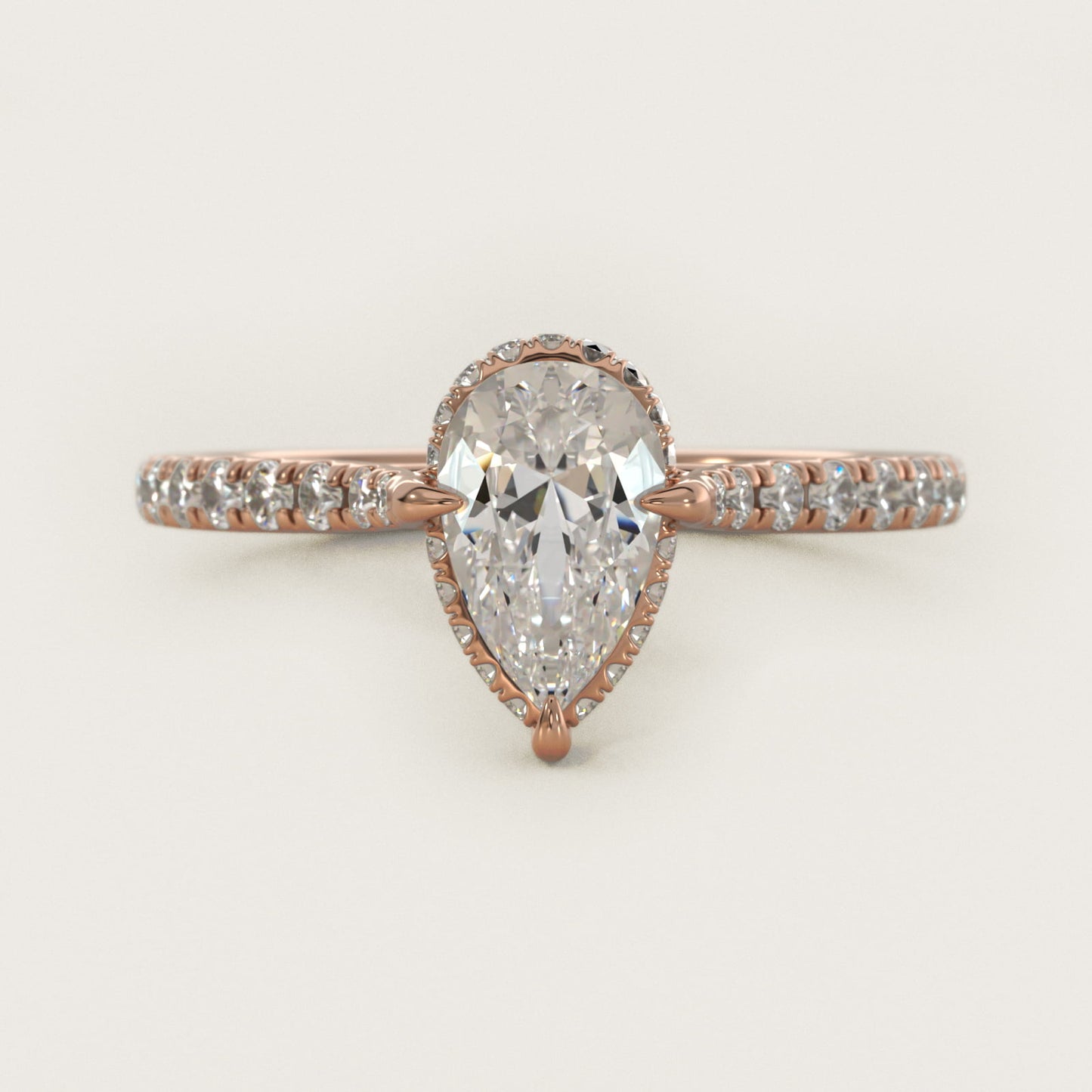 Cathedral PavŽ Crown Diamond Engagement Ring In 18k Rose Gold By James Allen - Pear Center