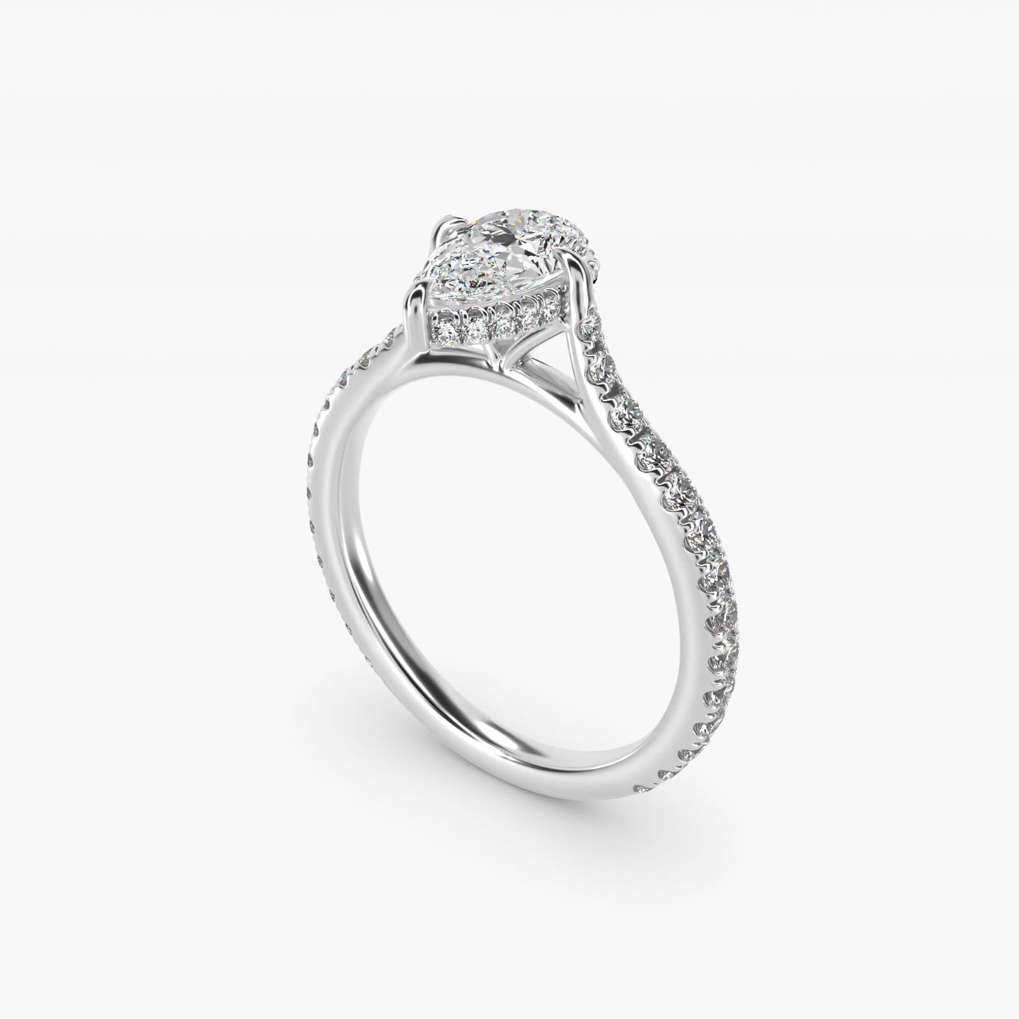 Cathedral PavŽ Crown Diamond Engagement Ring In 18k White Gold By James Allen - Pear Center