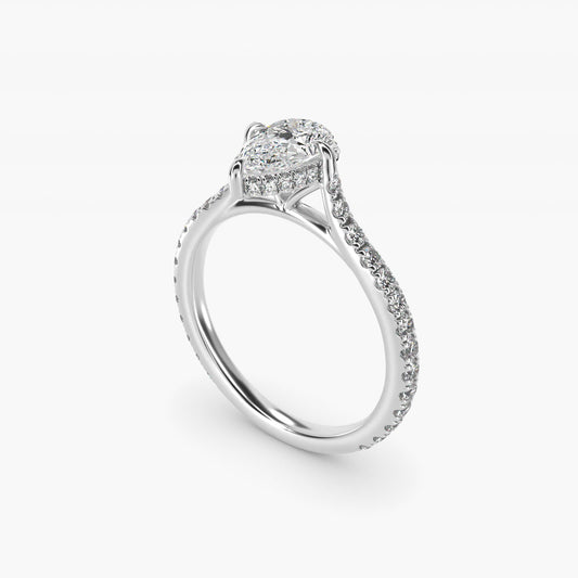 Cathedral PavŽ Crown Diamond Engagement Ring In 18k White Gold By James Allen - Pear Center
