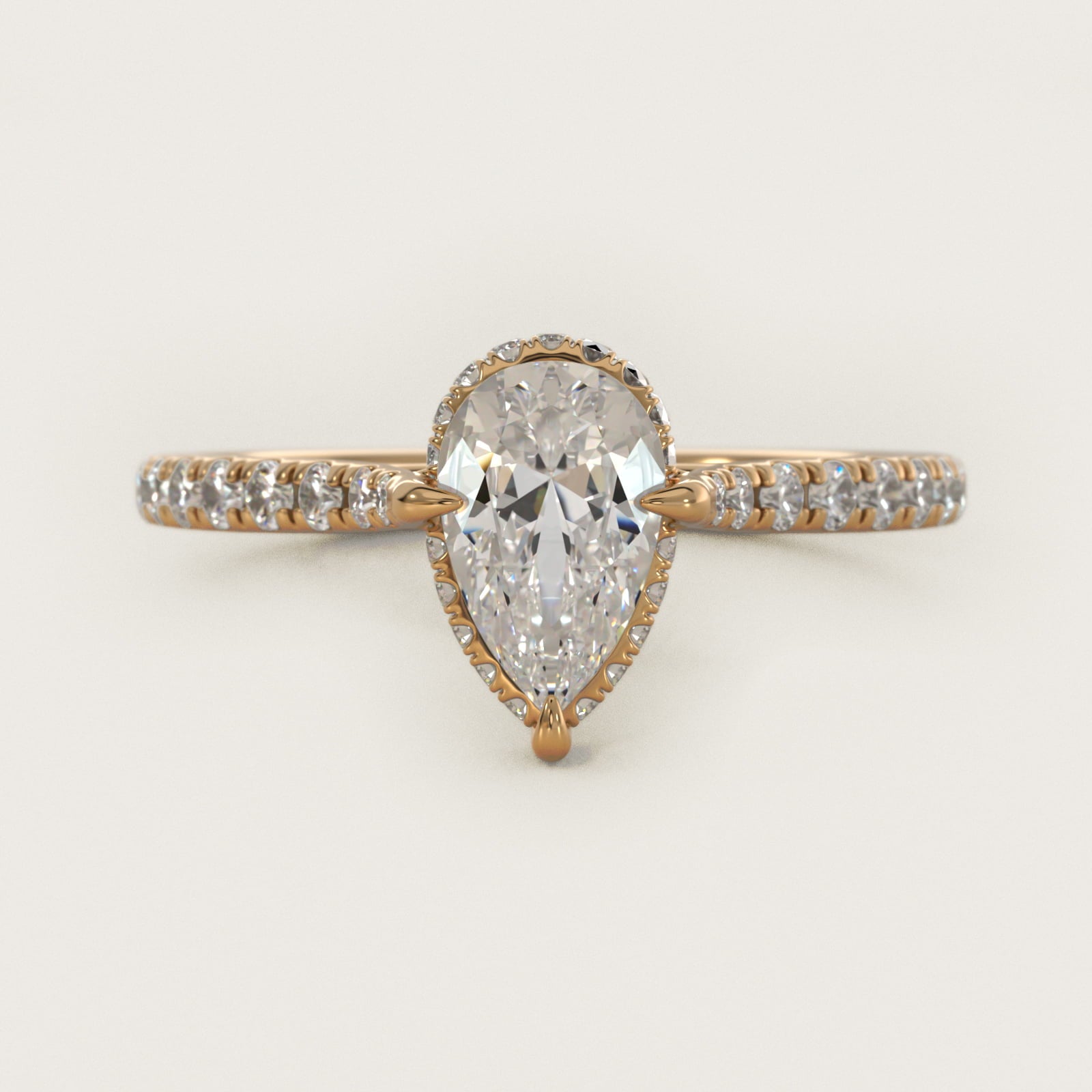 Cathedral PavŽ Crown Diamond Engagement Ring In 14K Yellow Gold By James Allen - Pear Center