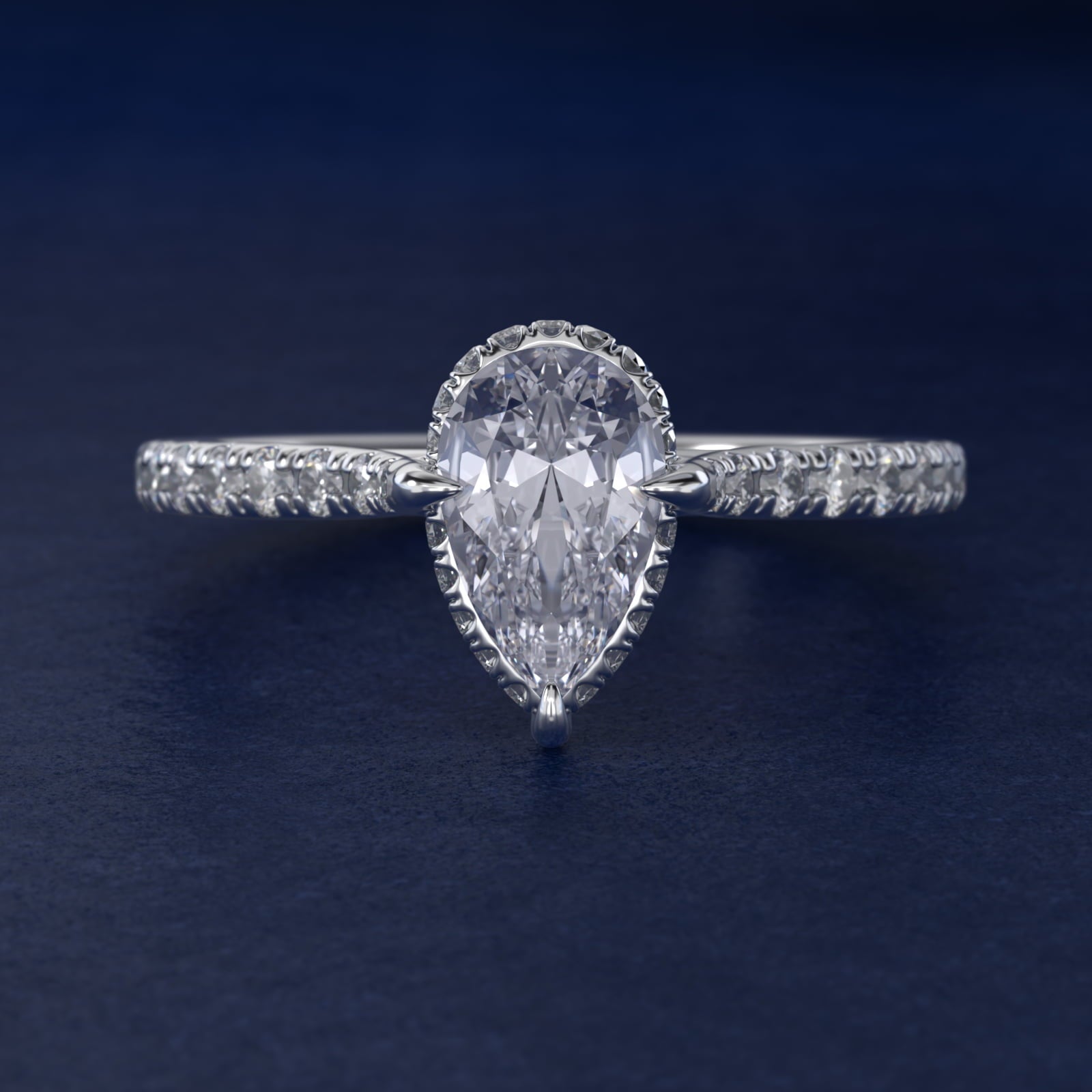 Cathedral PavŽ Crown Diamond Engagement Ring In Platinum By James Allen - Pear Center