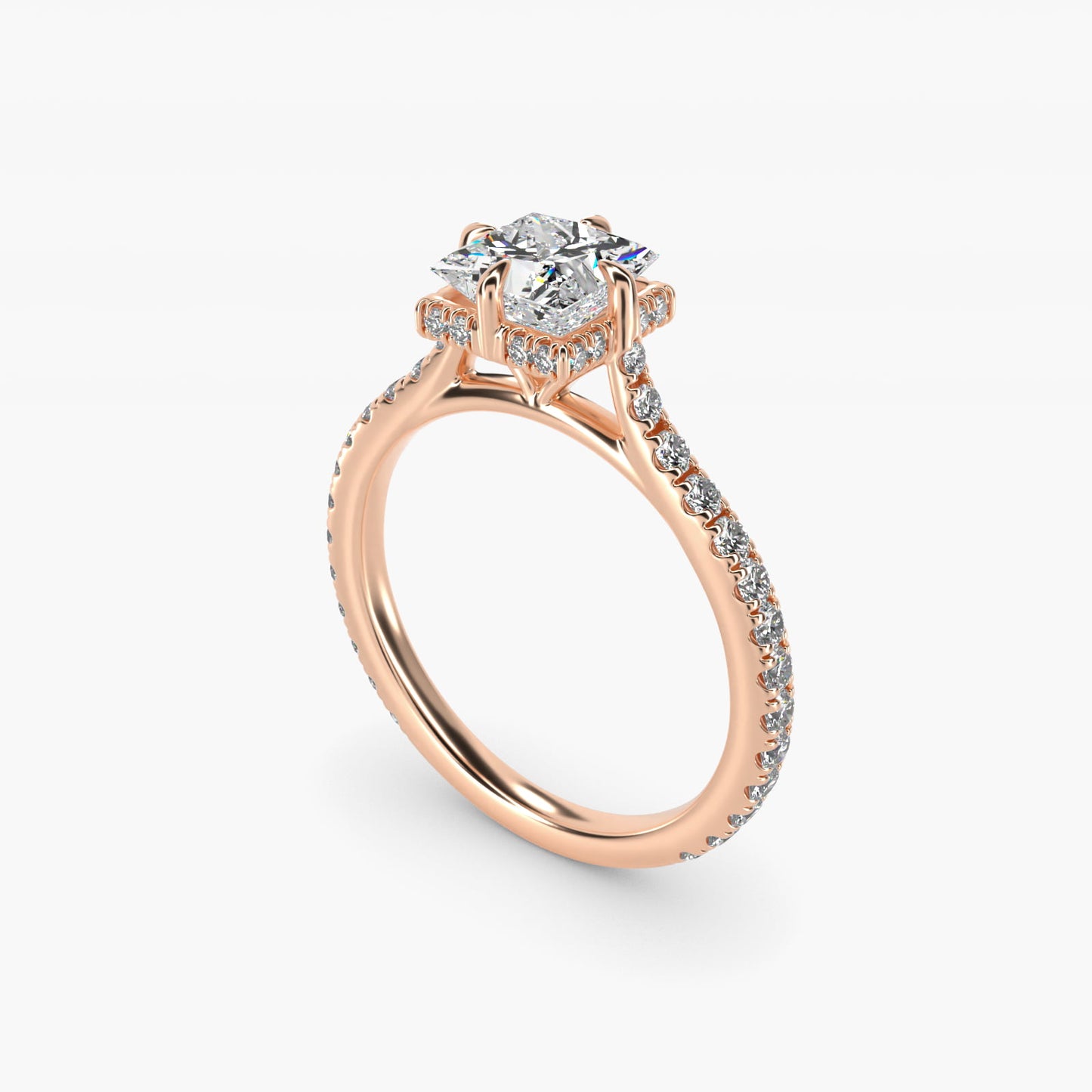 Cathedral PavŽ Crown Diamond Engagement Ring In 14K Rose Gold By James Allen - Princess Center