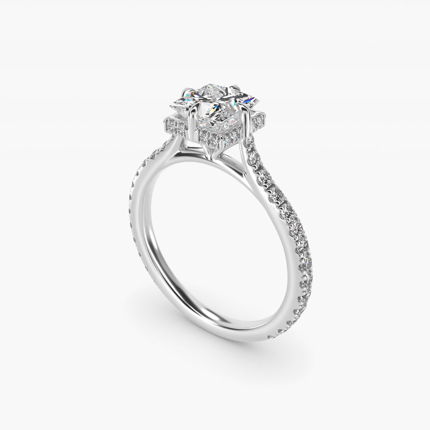 Cathedral PavŽ Crown Diamond Engagement Ring In 14K White Gold By James Allen - Princess Center