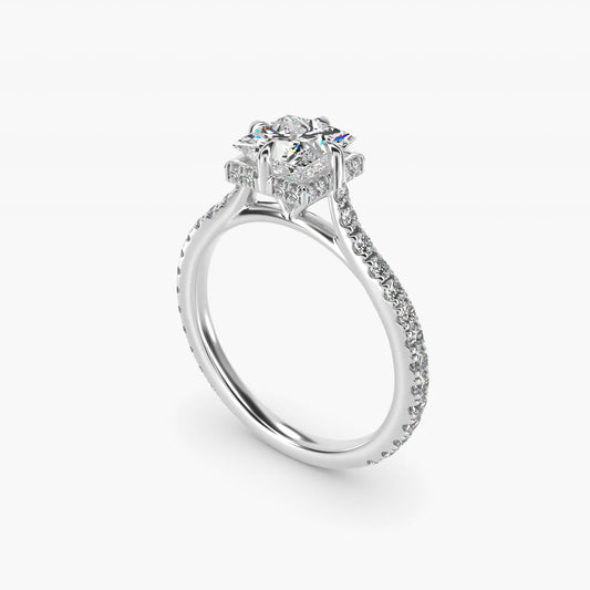 Cathedral PavŽ Crown Diamond Engagement Ring In 14K White Gold By James Allen - Princess Center