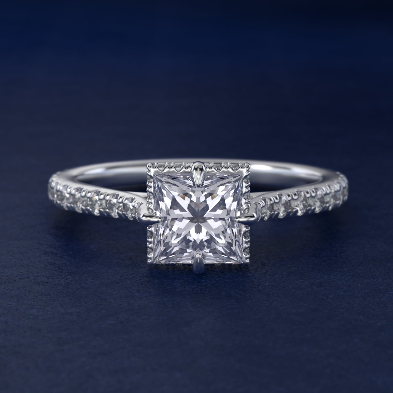 Cathedral PavŽ Crown Diamond Engagement Ring In 14K White Gold By James Allen - Princess Center