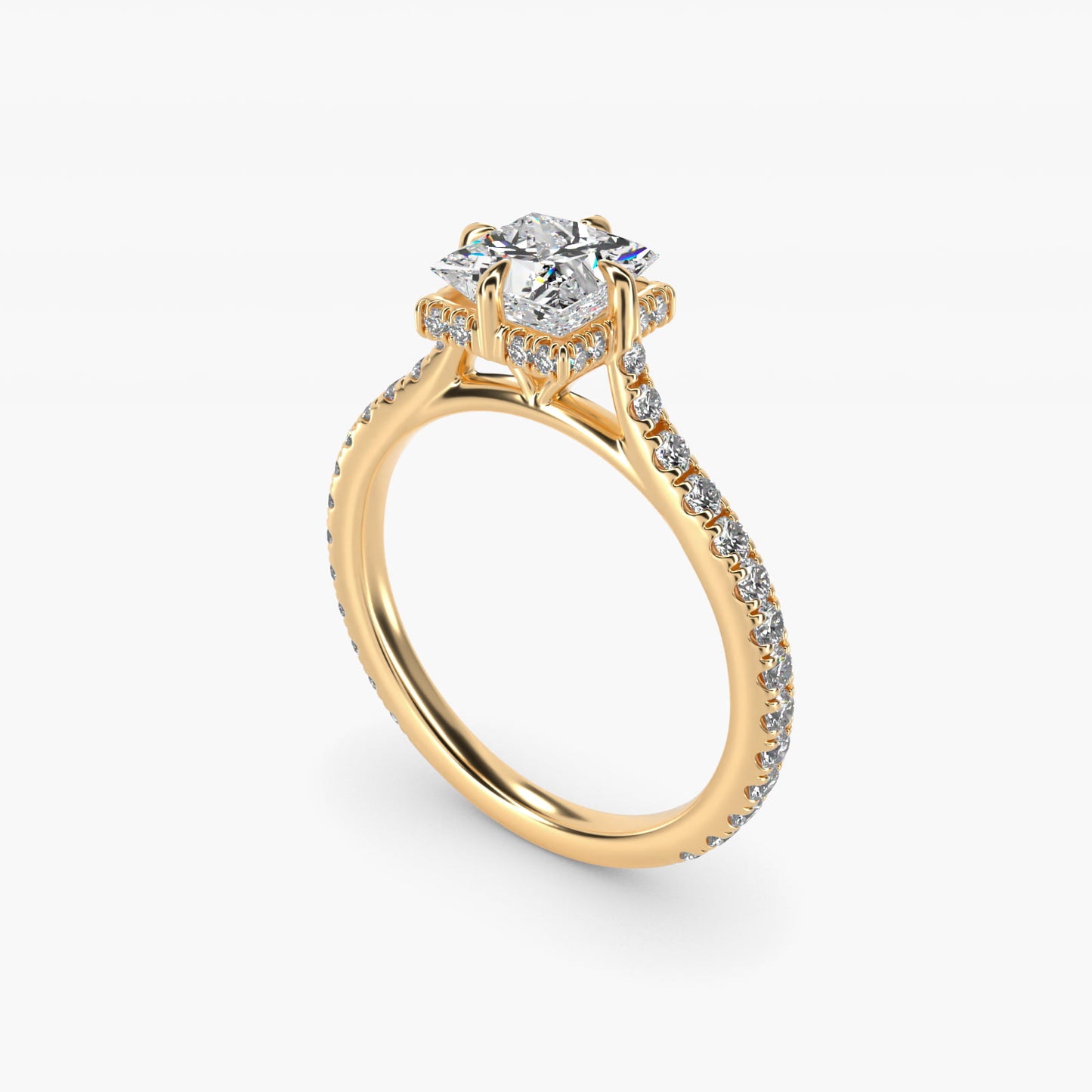 Cathedral PavŽ Crown Diamond Engagement Ring In 18k Yellow Gold By James Allen - Princess Center