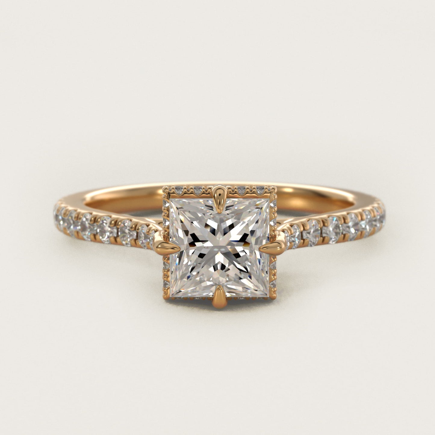 Cathedral PavŽ Crown Diamond Engagement Ring In 18k Yellow Gold By James Allen - Princess Center