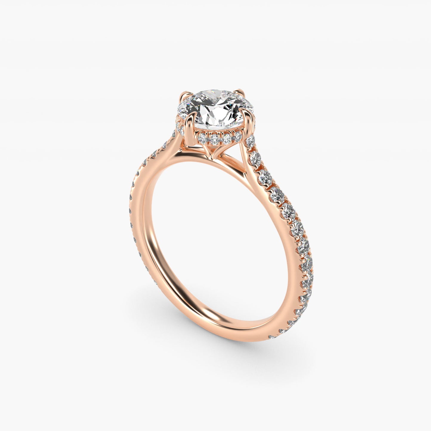 Cathedral PavŽ Crown Diamond Engagement Ring In 18k Rose Gold By James Allen - Round Center