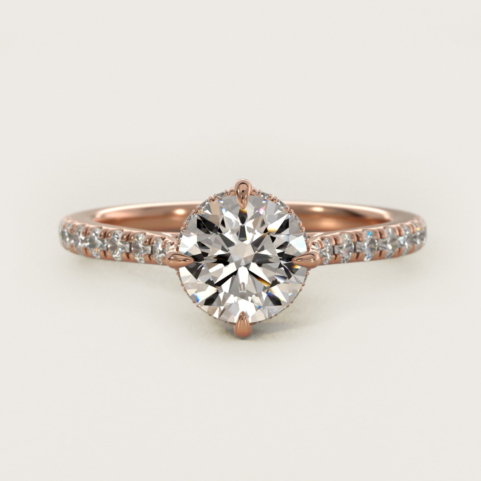 Cathedral PavŽ Crown Diamond Engagement Ring In 14K Rose Gold By James Allen - Round Center