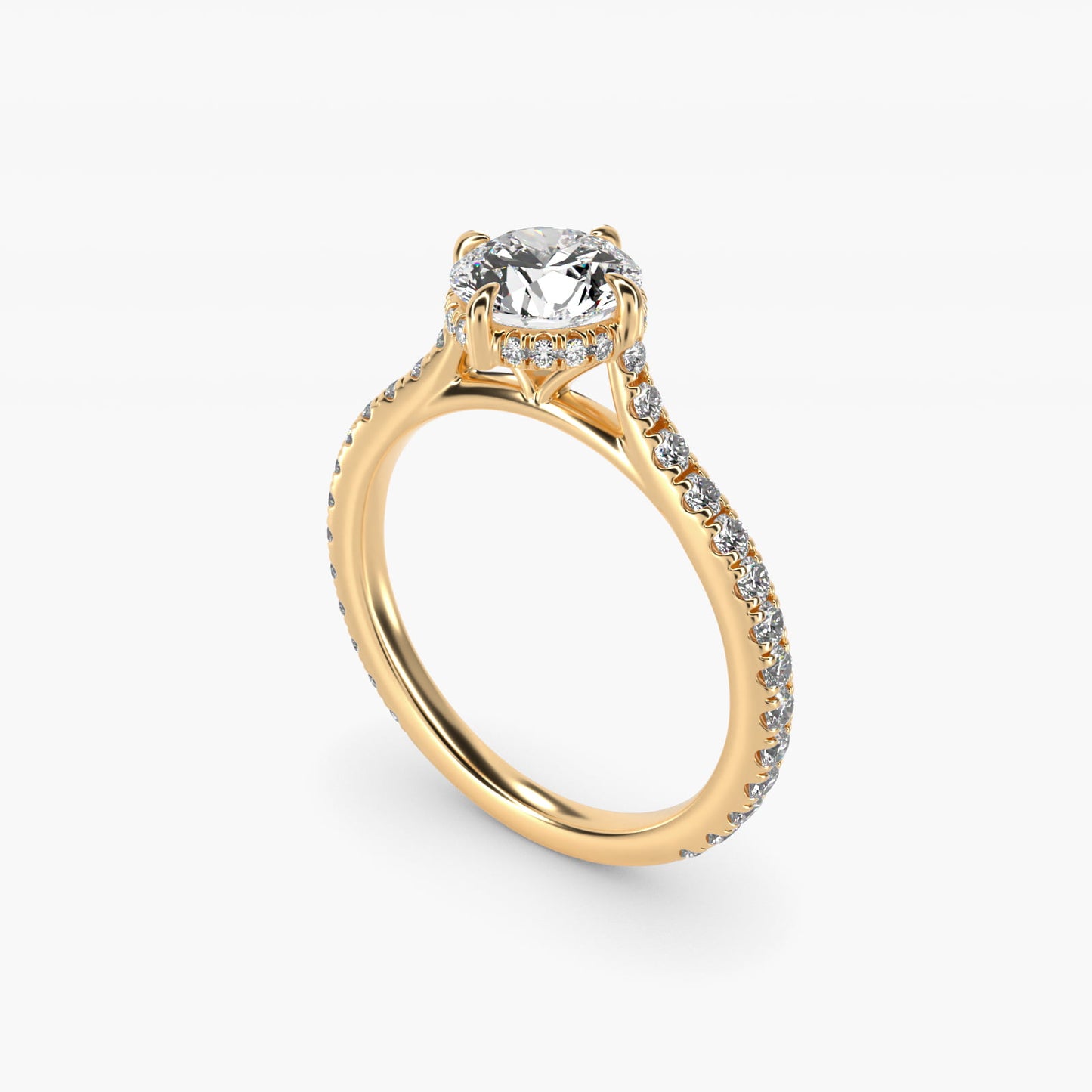 Cathedral PavŽ Crown Diamond Engagement Ring In 14K Yellow Gold By James Allen - Round Center