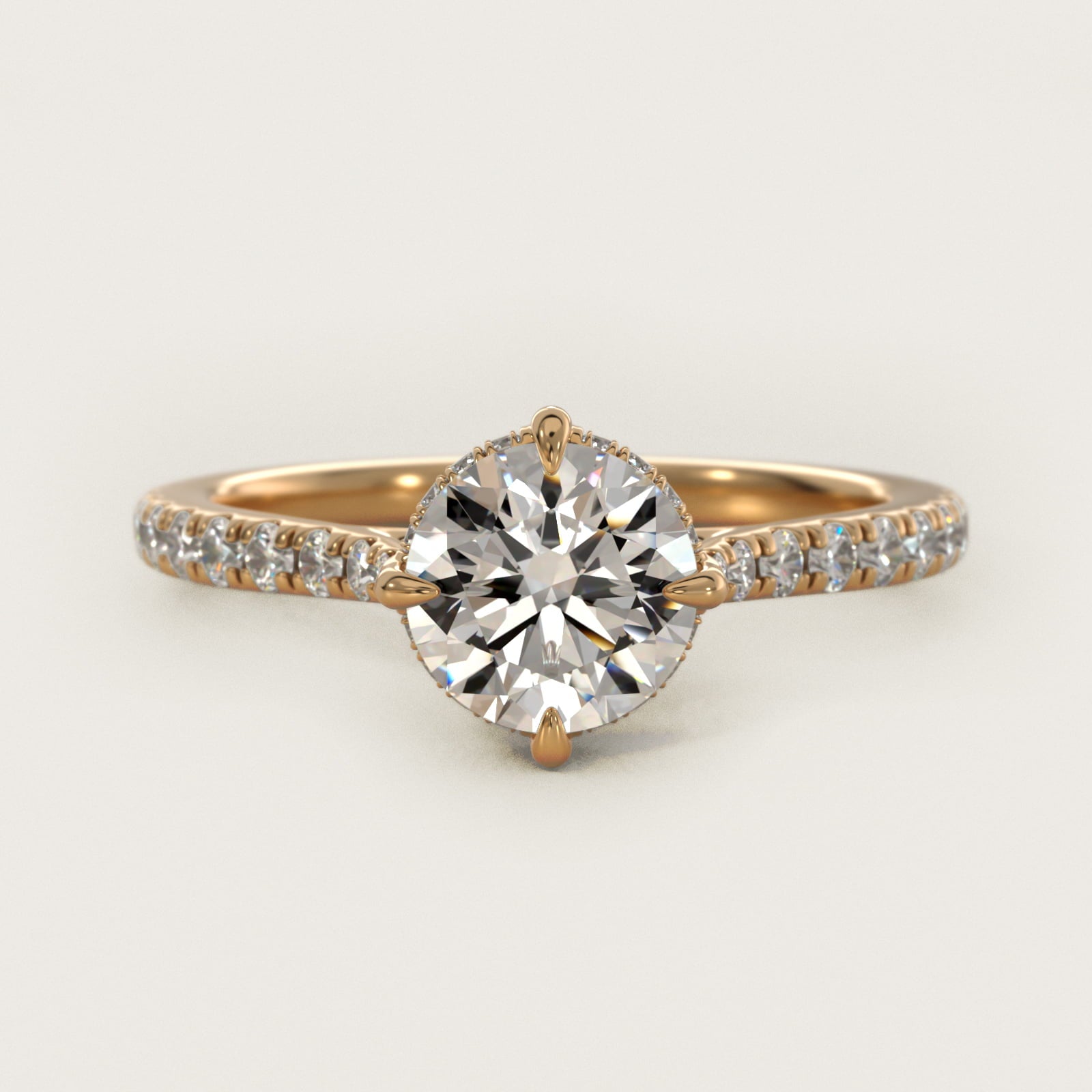 Cathedral PavŽ Crown Diamond Engagement Ring In 14K Yellow Gold By James Allen - Round Center