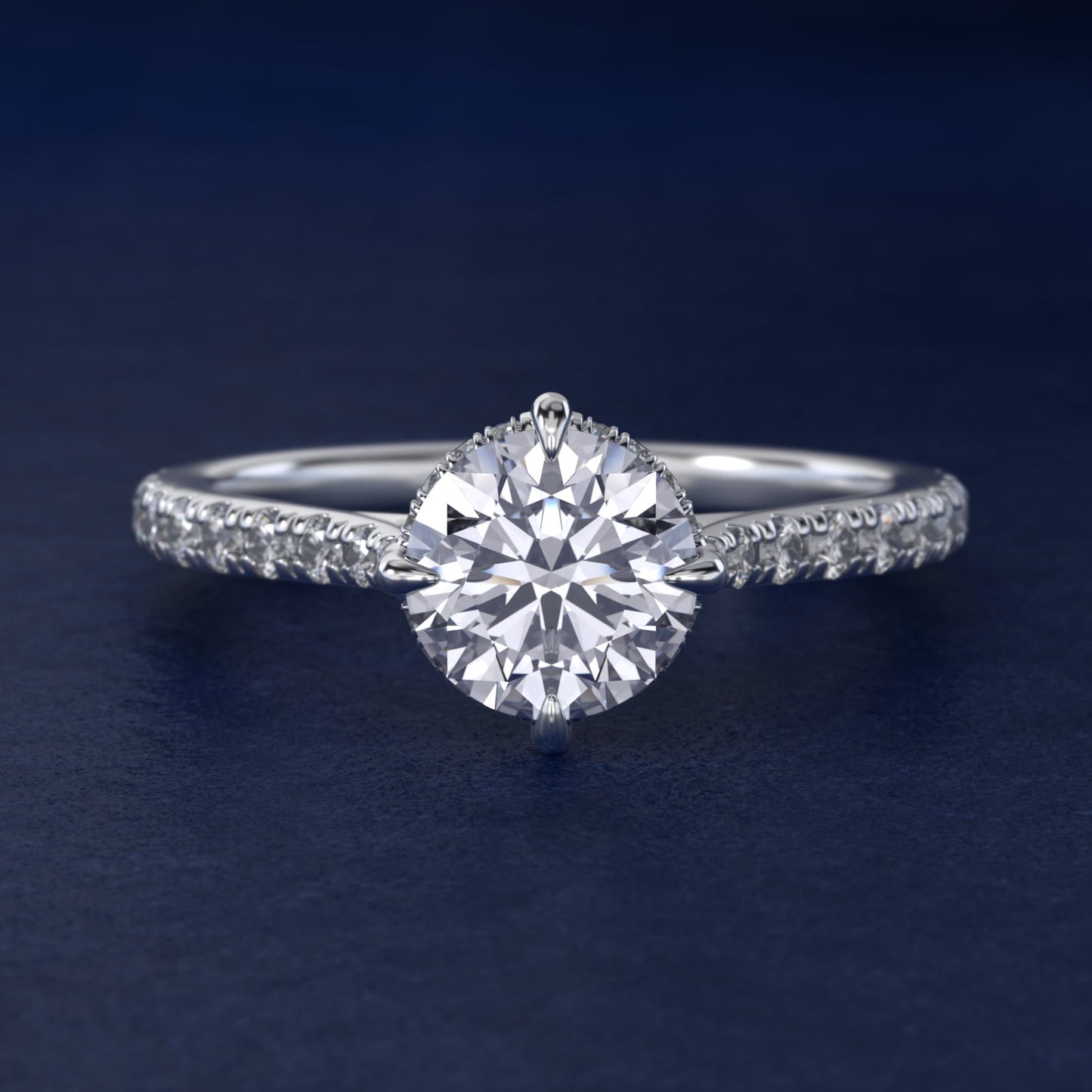 Cathedral PavŽ Crown Diamond Engagement Ring In Platinum By James Allen - Round Center