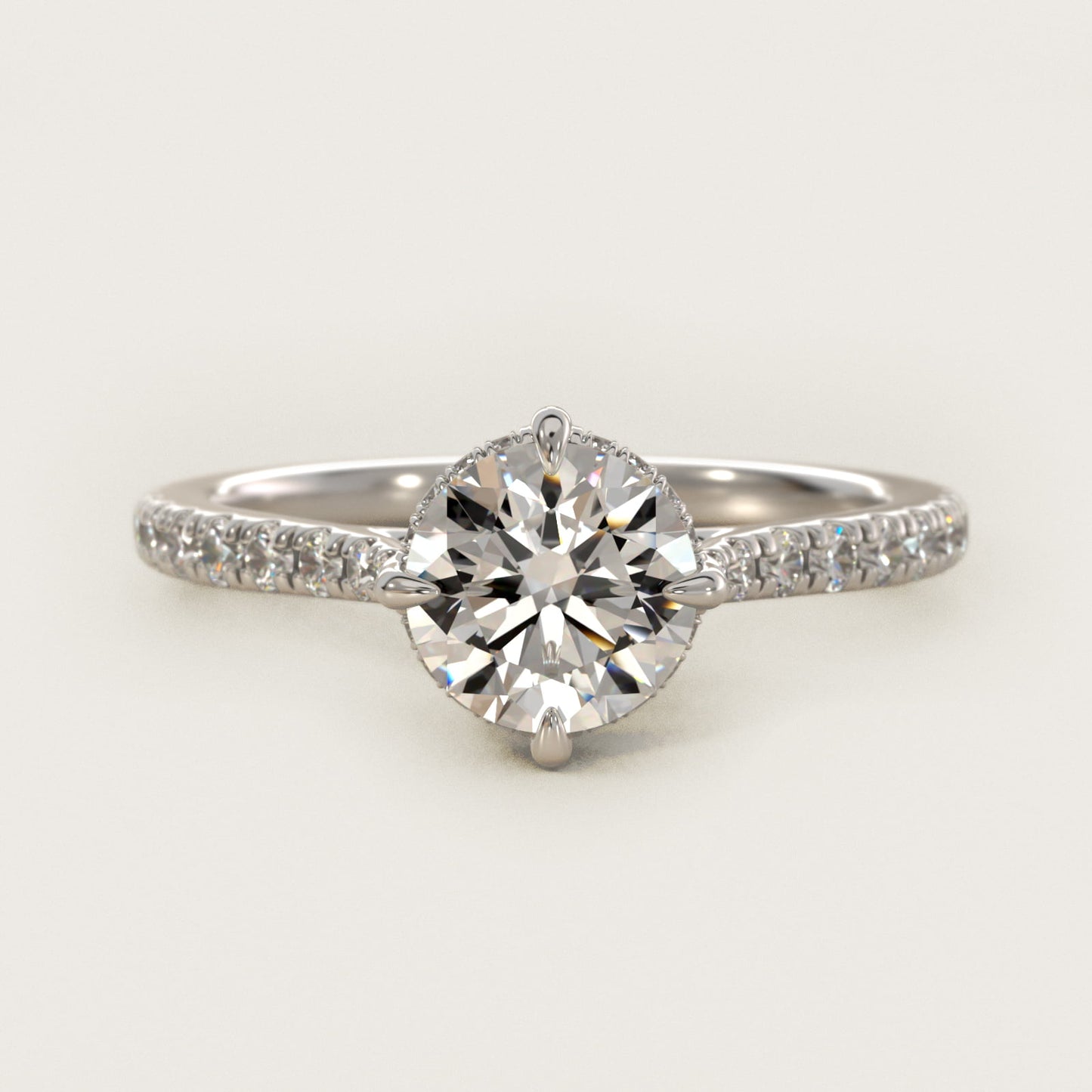 Cathedral PavŽ Crown Diamond Engagement Ring In Platinum By James Allen - Round Center
