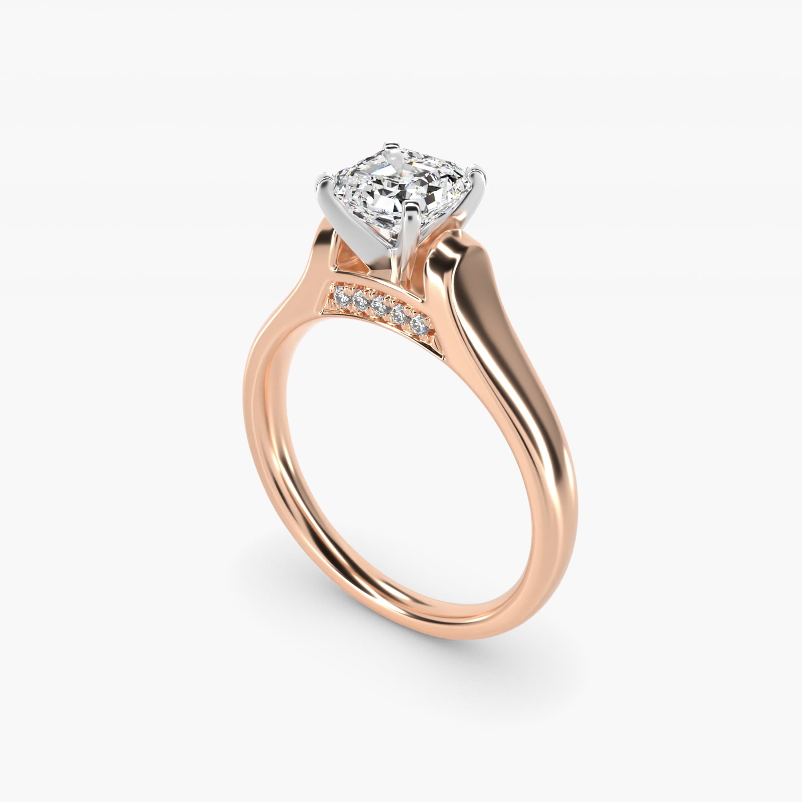 Cathedral Solitaire Plus Diamond Engagement Ring in 14k Rose Gold By Zac Zac Posen - Asscher Center