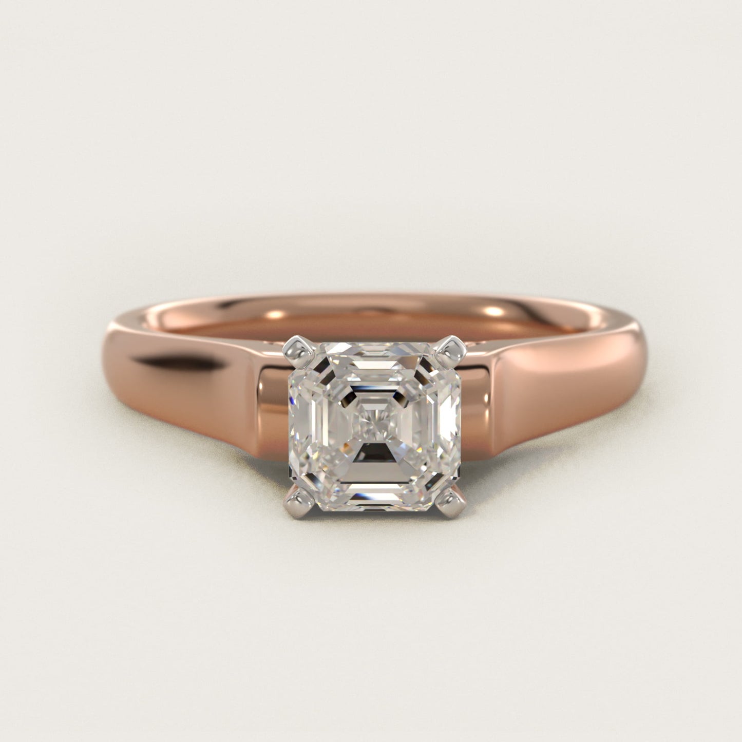 Cathedral Solitaire Plus Diamond Engagement Ring in 14k Rose Gold By Zac Zac Posen - Asscher Center