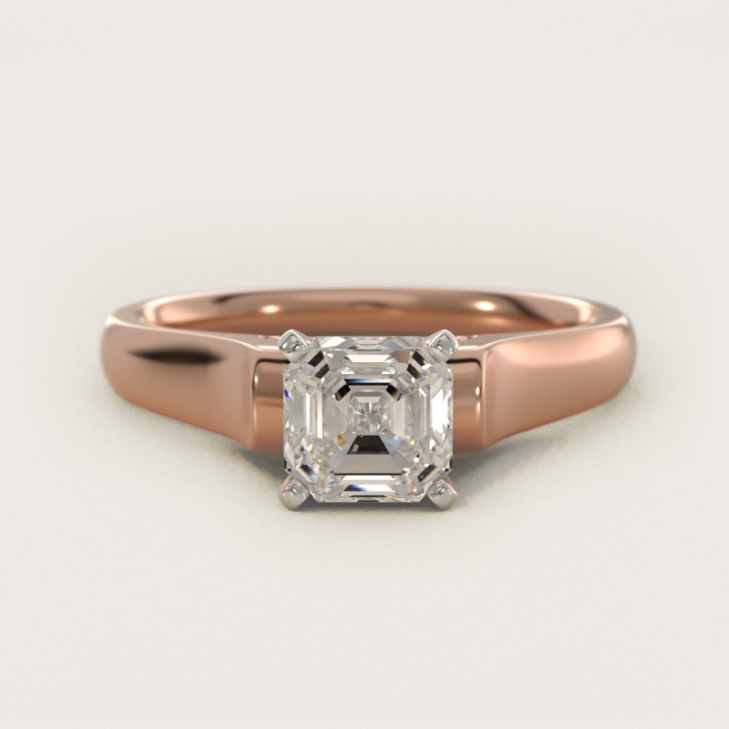 Cathedral Solitaire Plus Diamond Engagement Ring in 18k Rose Gold By Zac Zac Posen - Asscher Center