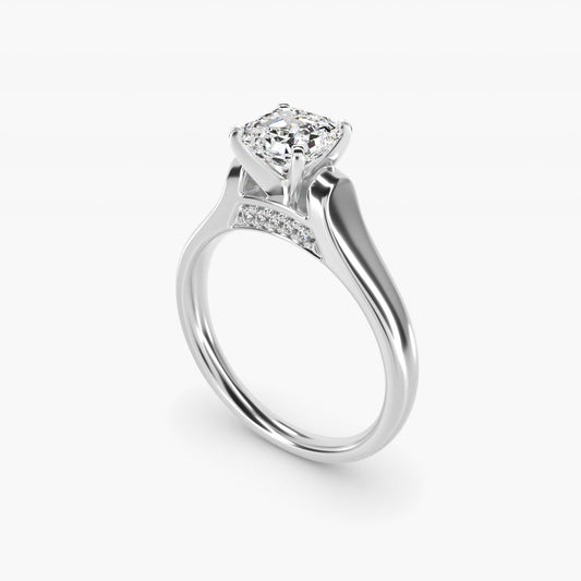 Cathedral Solitaire Plus Diamond Engagement Ring in 14k White Gold By Zac Zac Posen - Asscher Center