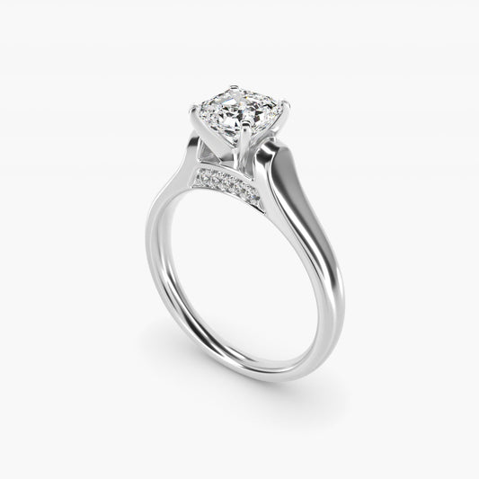 Cathedral Solitaire Plus Diamond Engagement Ring in 18k White Gold By Zac Zac Posen - Asscher Center