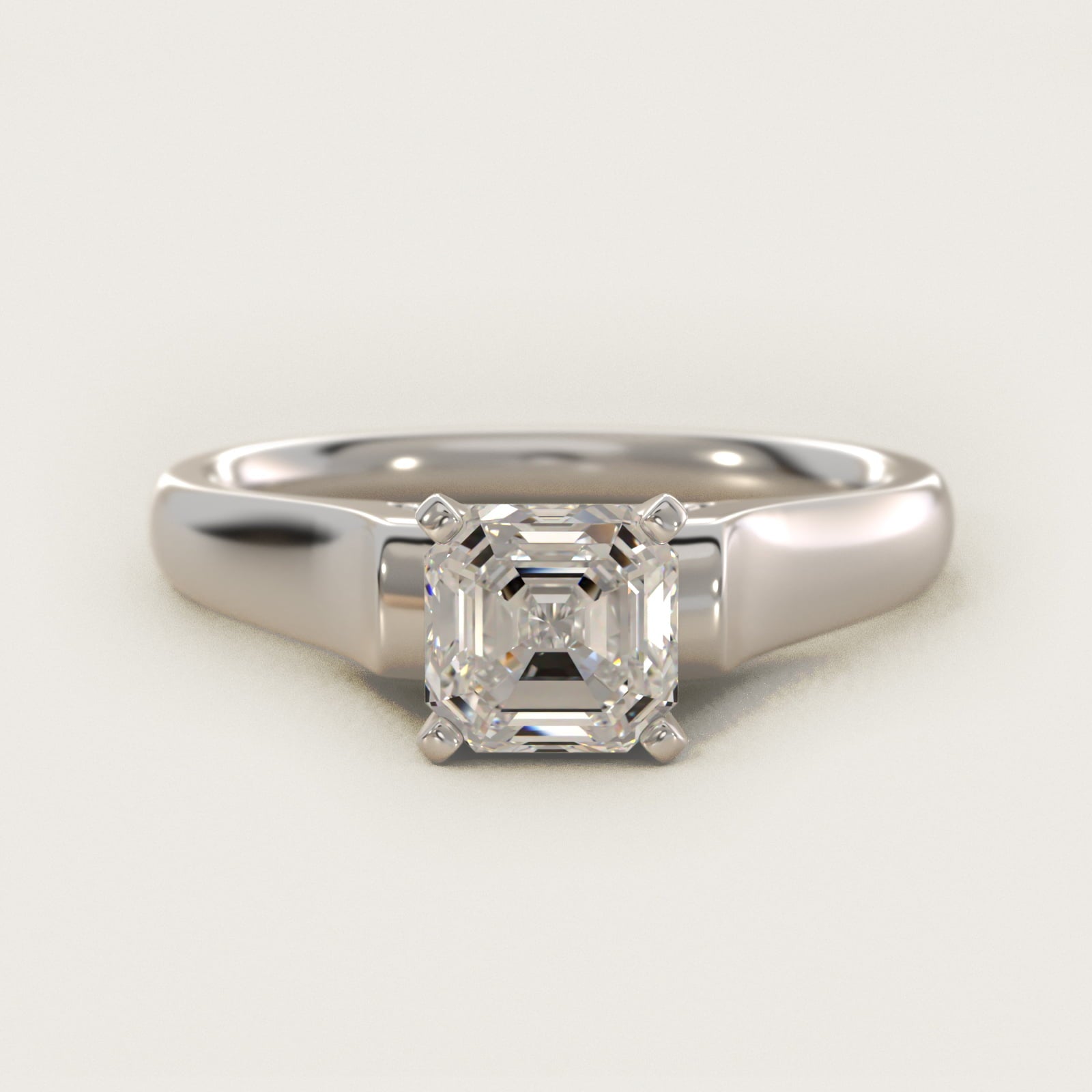 Cathedral Solitaire Plus Diamond Engagement Ring in 18k White Gold By Zac Zac Posen - Asscher Center