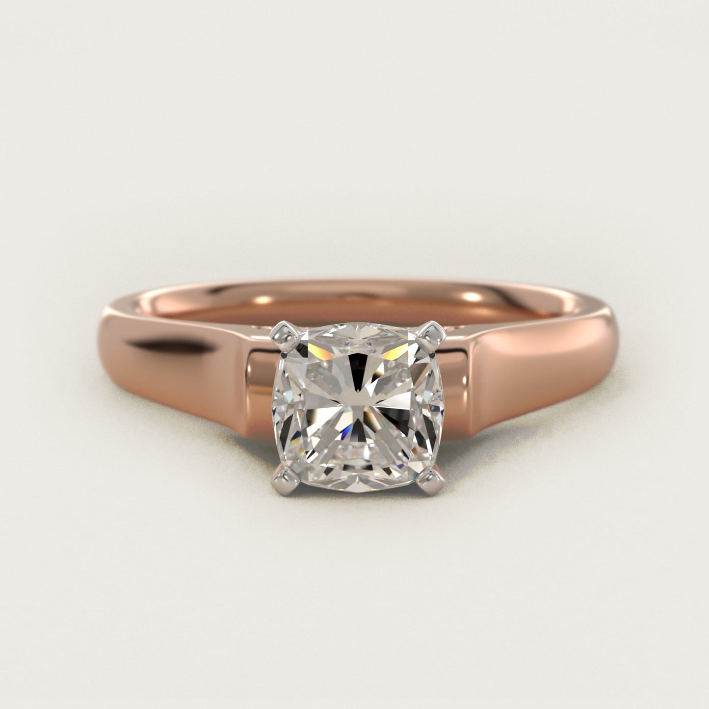Cathedral Solitaire Plus Diamond Engagement Ring in 14k Rose Gold By Zac Zac Posen - Cushion Center