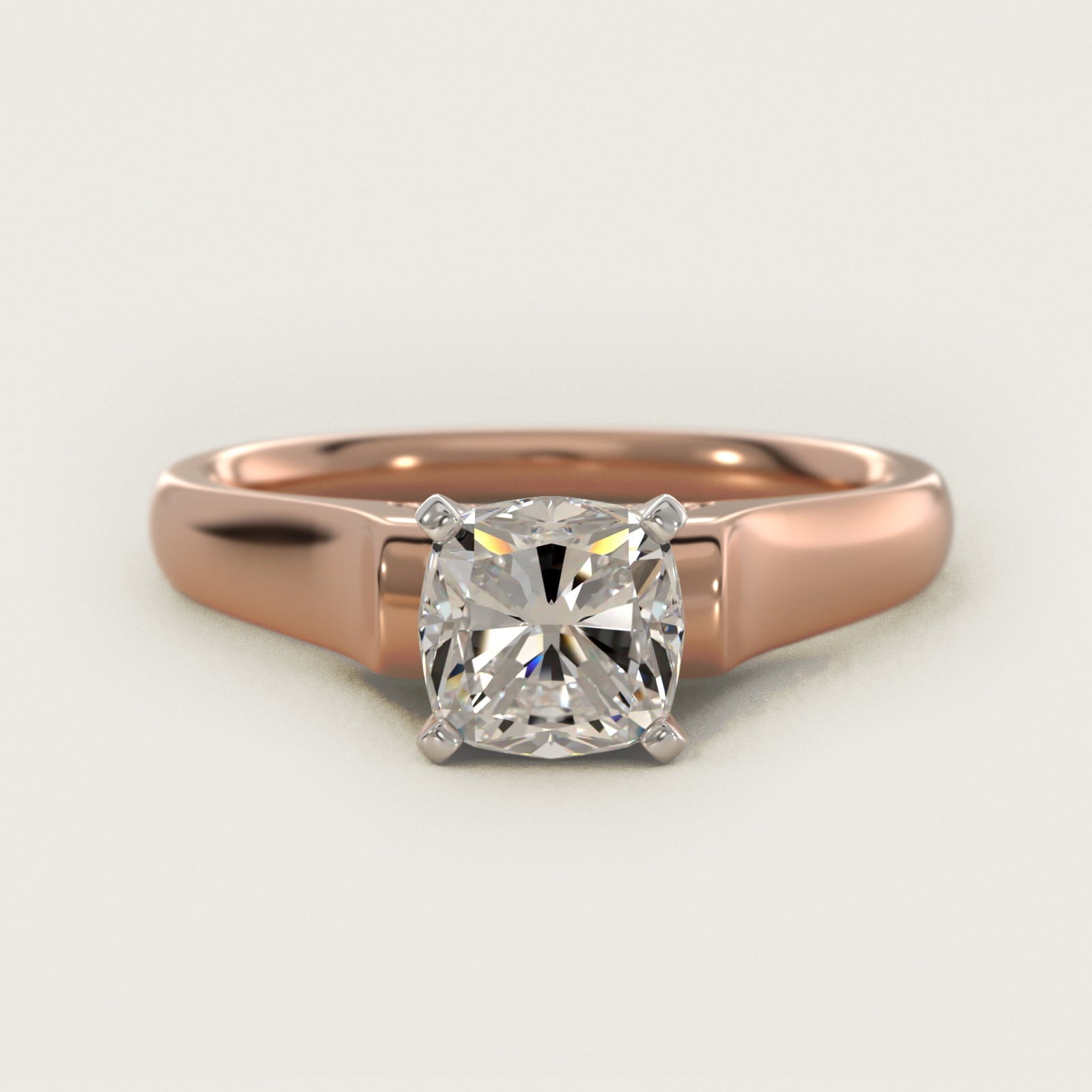 Cathedral Solitaire Plus Diamond Engagement Ring in 18k Rose Gold By Zac Zac Posen - Cushion Center