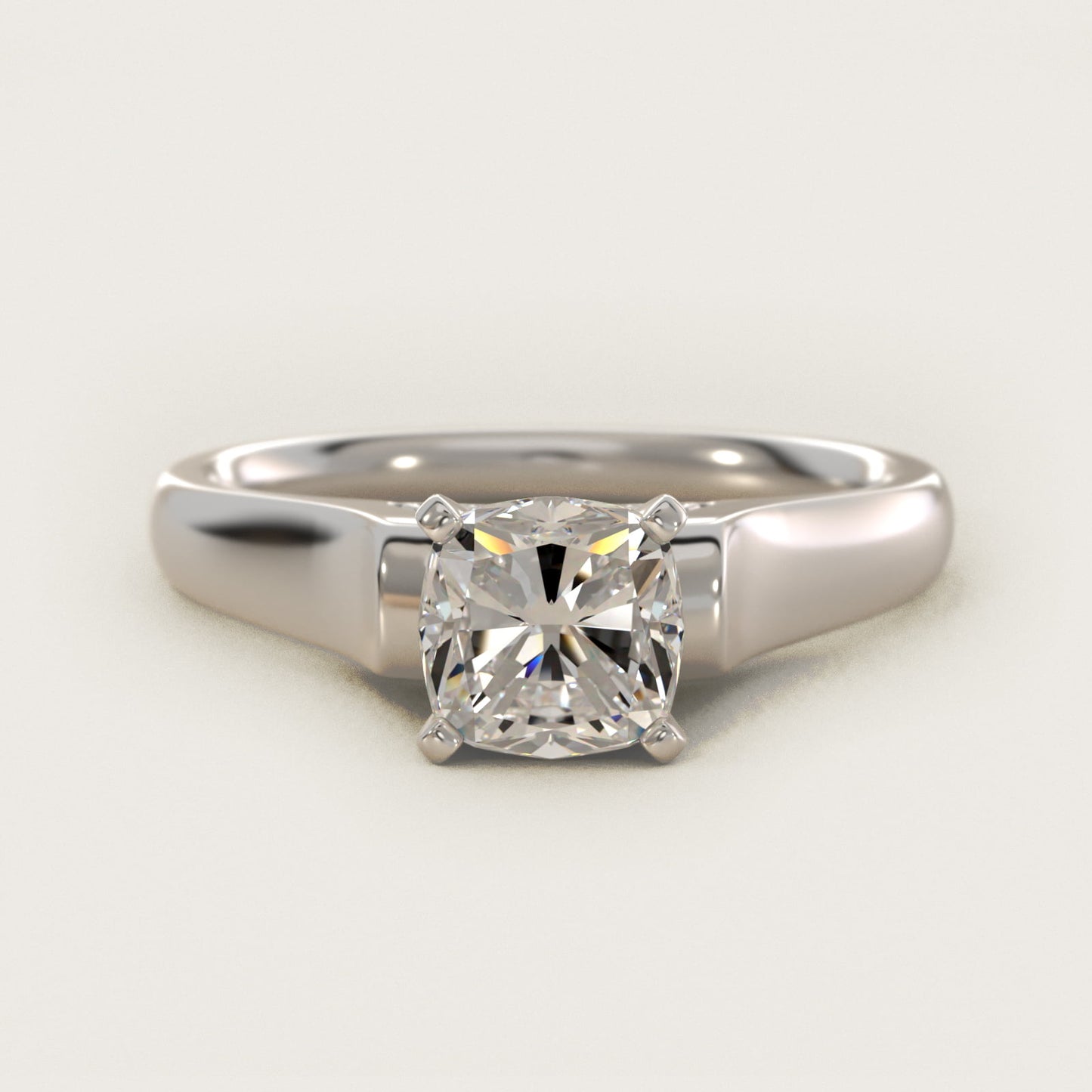Cathedral Solitaire Plus Diamond Engagement Ring in 14k White Gold By Zac Zac Posen - Cushion Center