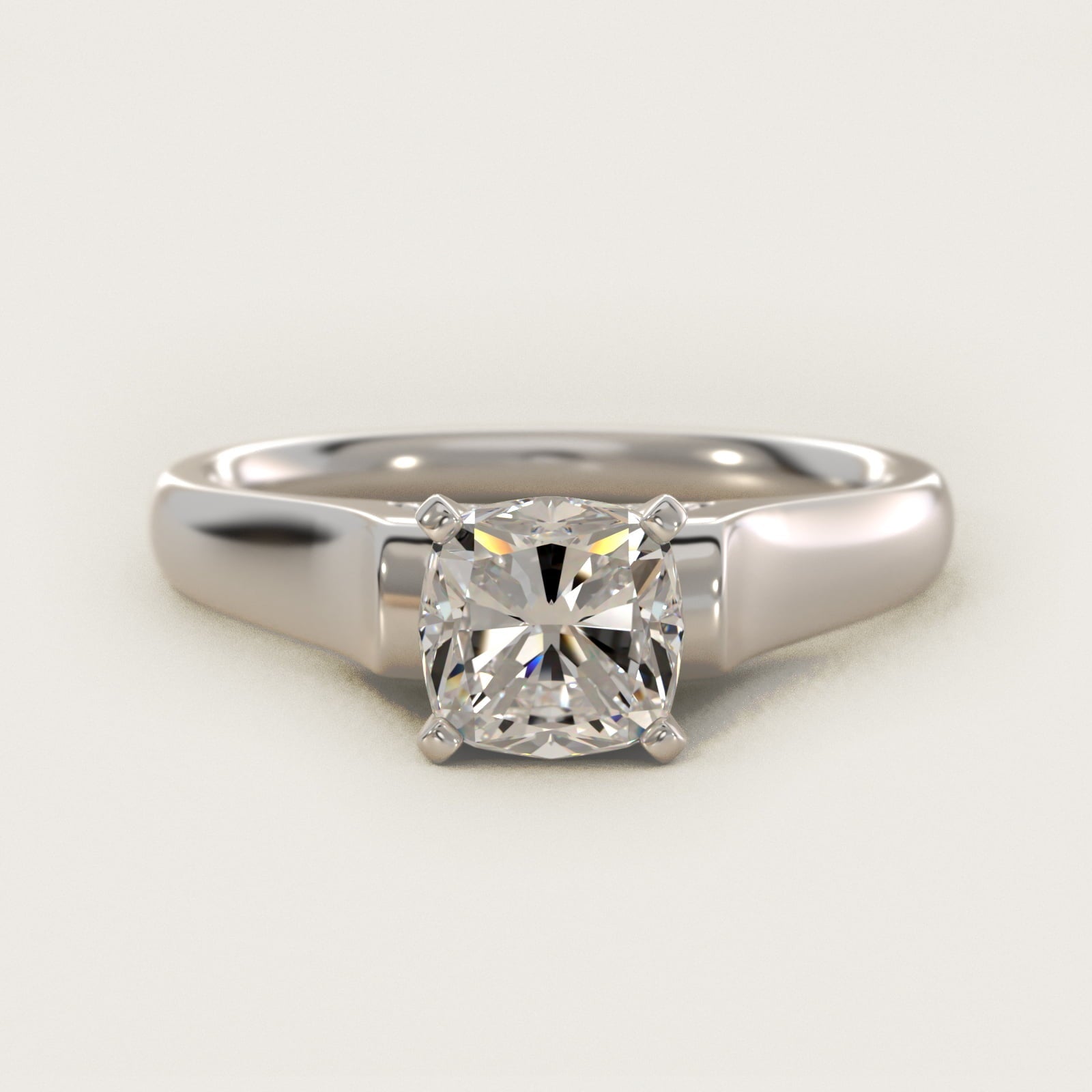 Cathedral Solitaire Plus Diamond Engagement Ring in 18k White Gold By Zac Zac Posen - Cushion Center