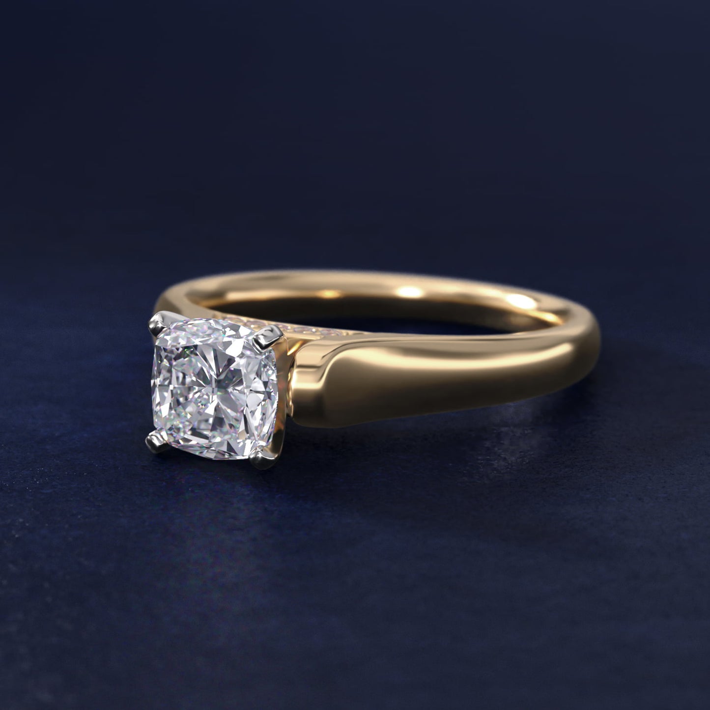 Cathedral Solitaire Plus Diamond Engagement Ring in 14K Yellow Gold By Zac Zac Posen - Cushion Center
