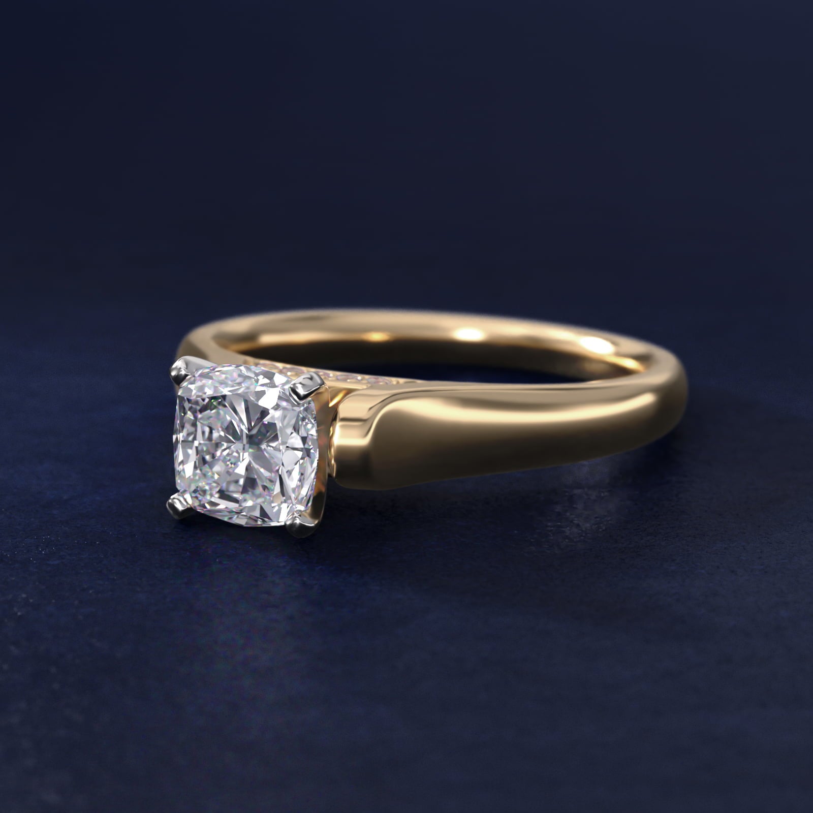 Cathedral Solitaire Plus Diamond Engagement Ring in 14K Yellow Gold By Zac Zac Posen - Cushion Center