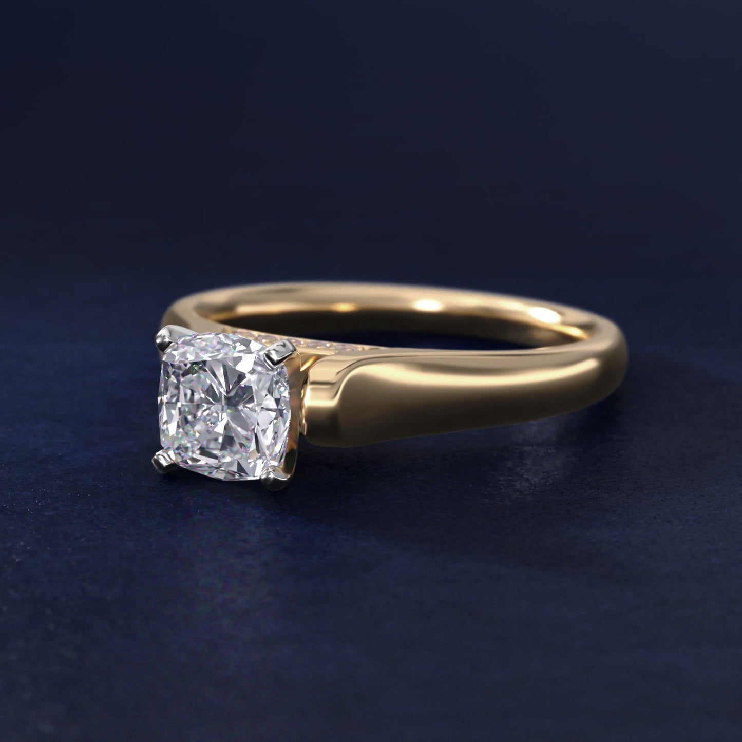 Cathedral Solitaire Plus Diamond Engagement Ring in 18k Yellow Gold By Zac Zac Posen - Cushion Center