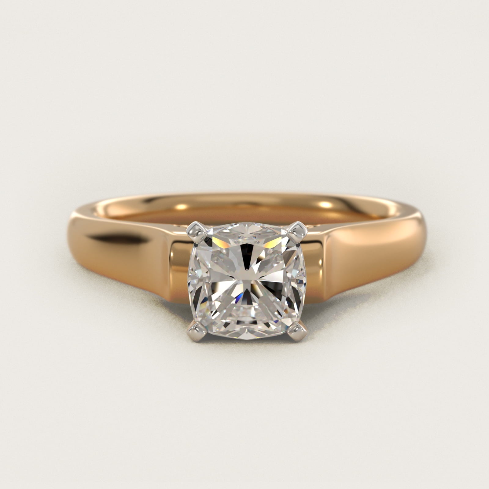 Cathedral Solitaire Plus Diamond Engagement Ring in 14K Yellow Gold By Zac Zac Posen - Cushion Center