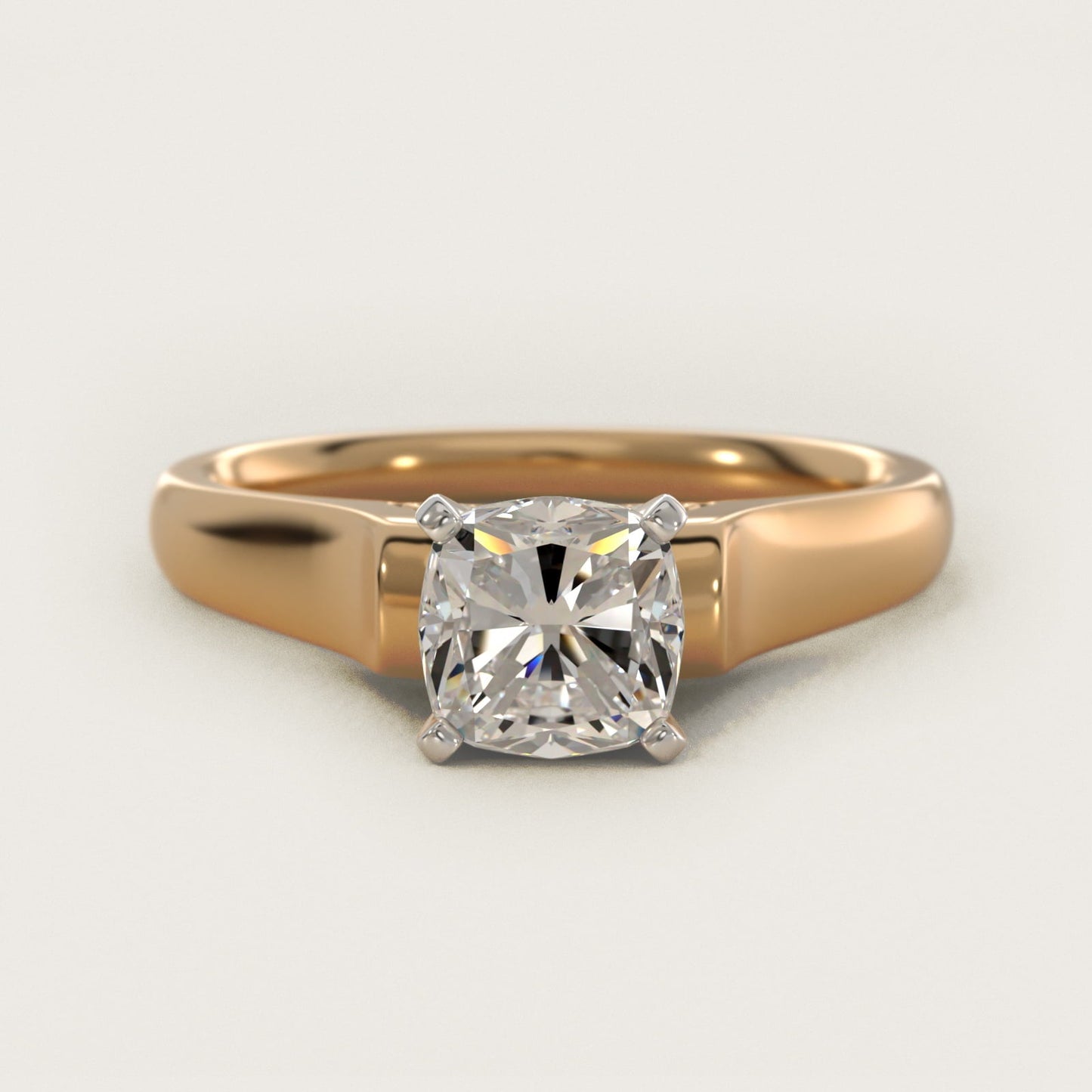 Cathedral Solitaire Plus Diamond Engagement Ring in 18k Yellow Gold By Zac Zac Posen - Cushion Center